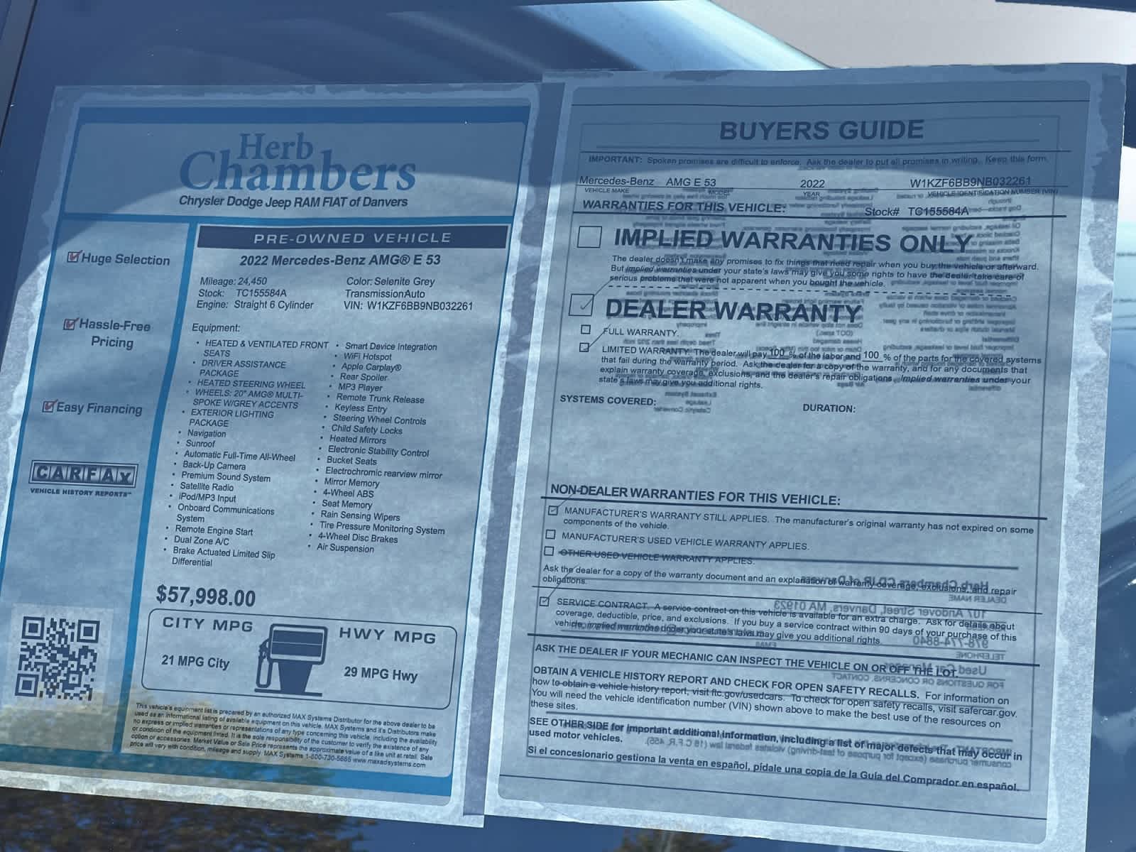 used 2022 Mercedes-Benz AMG E 53 car, priced at $56,497