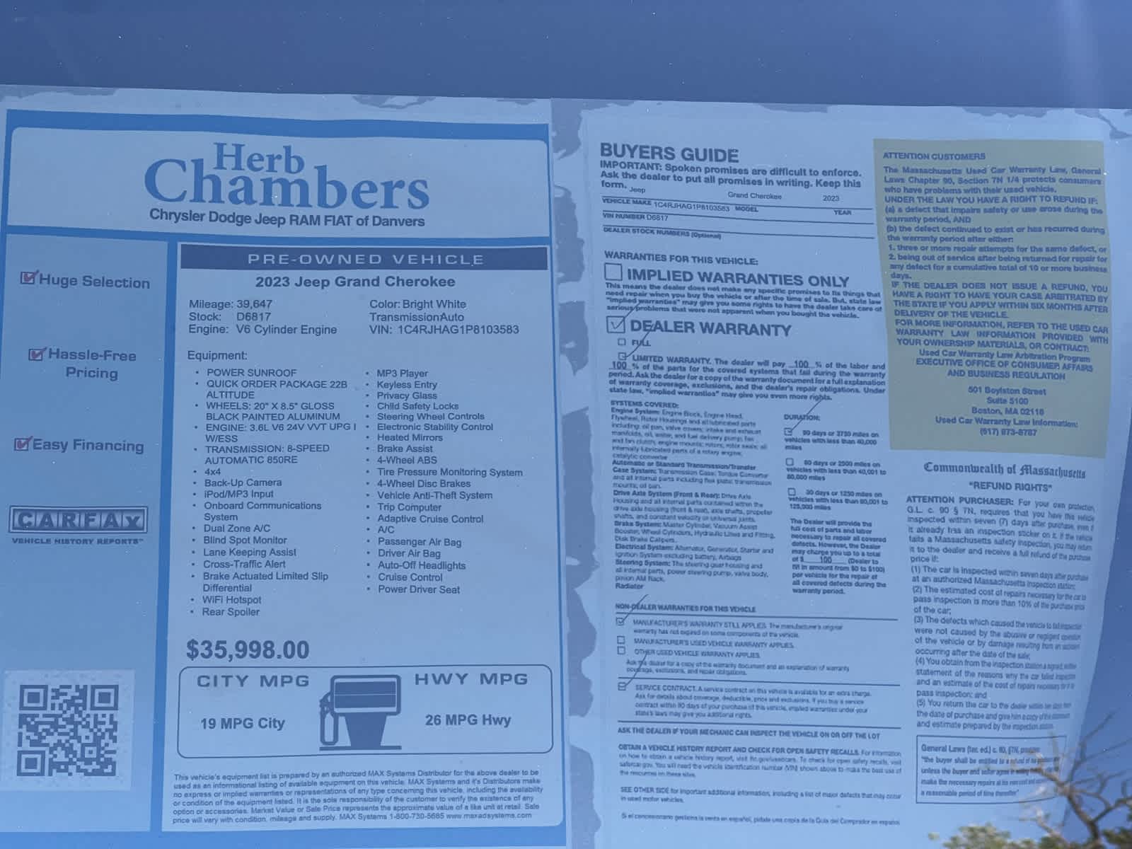 used 2023 Jeep Grand Cherokee car, priced at $33,797