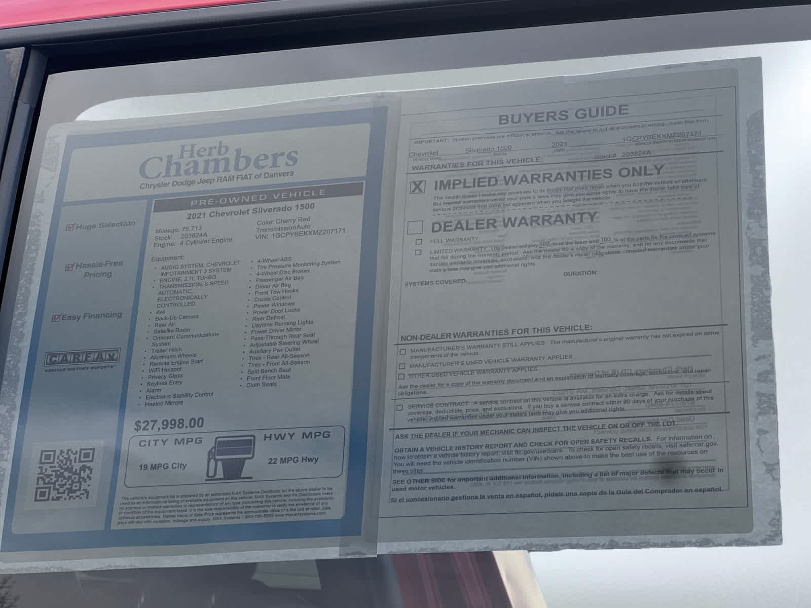 used 2021 Chevrolet Silverado 1500 car, priced at $27,097