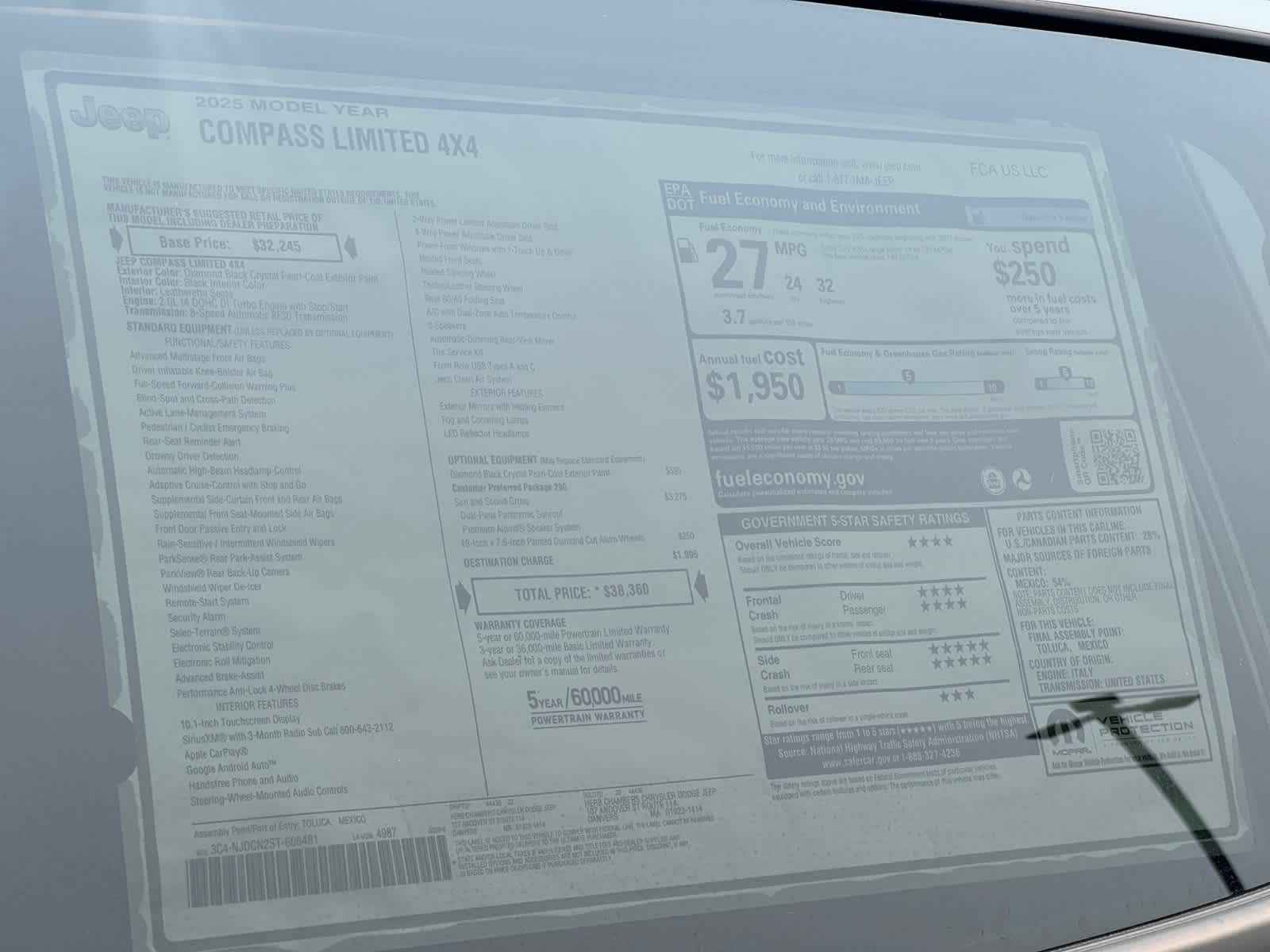 new 2025 Jeep Compass car, priced at $37,260