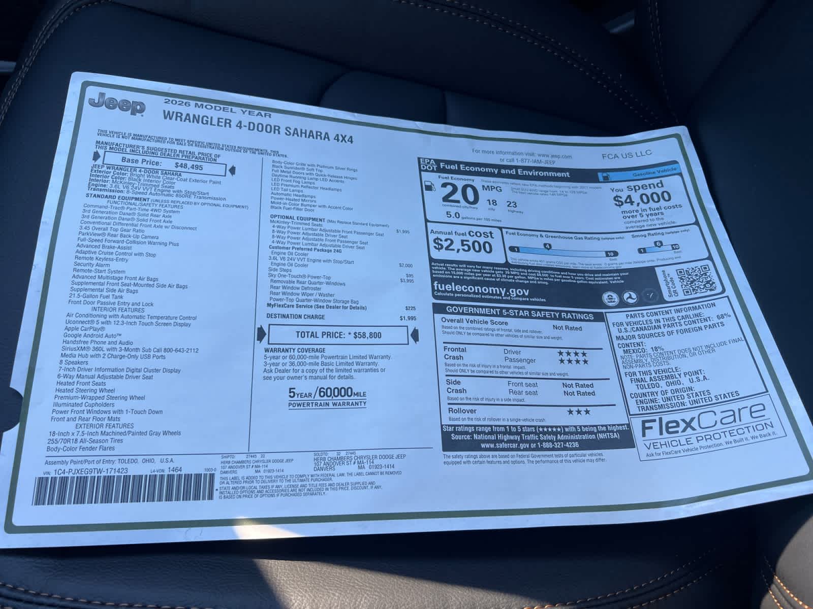 new 2026 Jeep Wrangler car, priced at $58,800