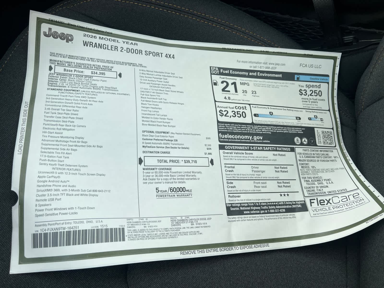 new 2026 Jeep Wrangler car, priced at $39,710