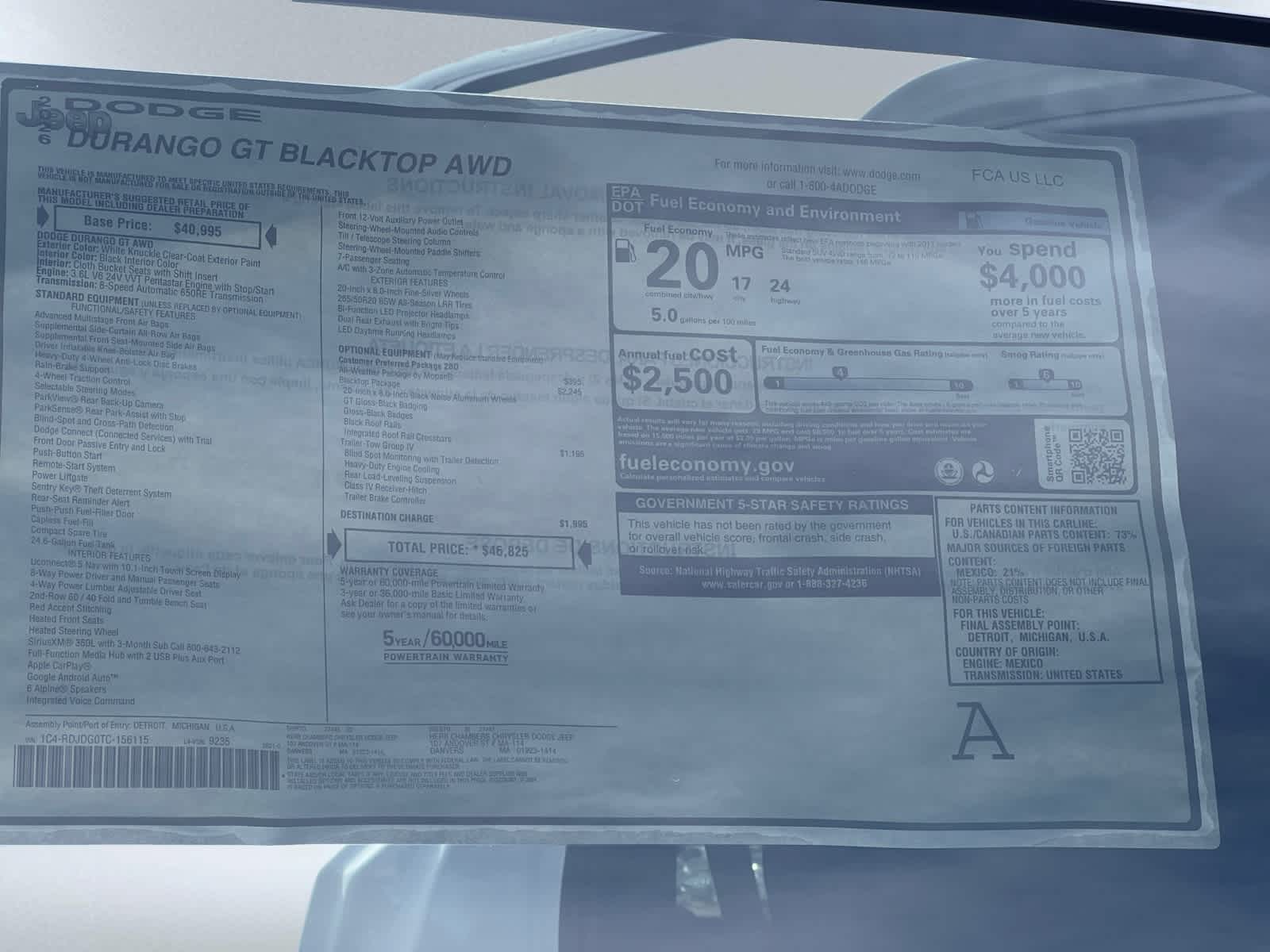 new 2026 Dodge Durango car, priced at $46,825