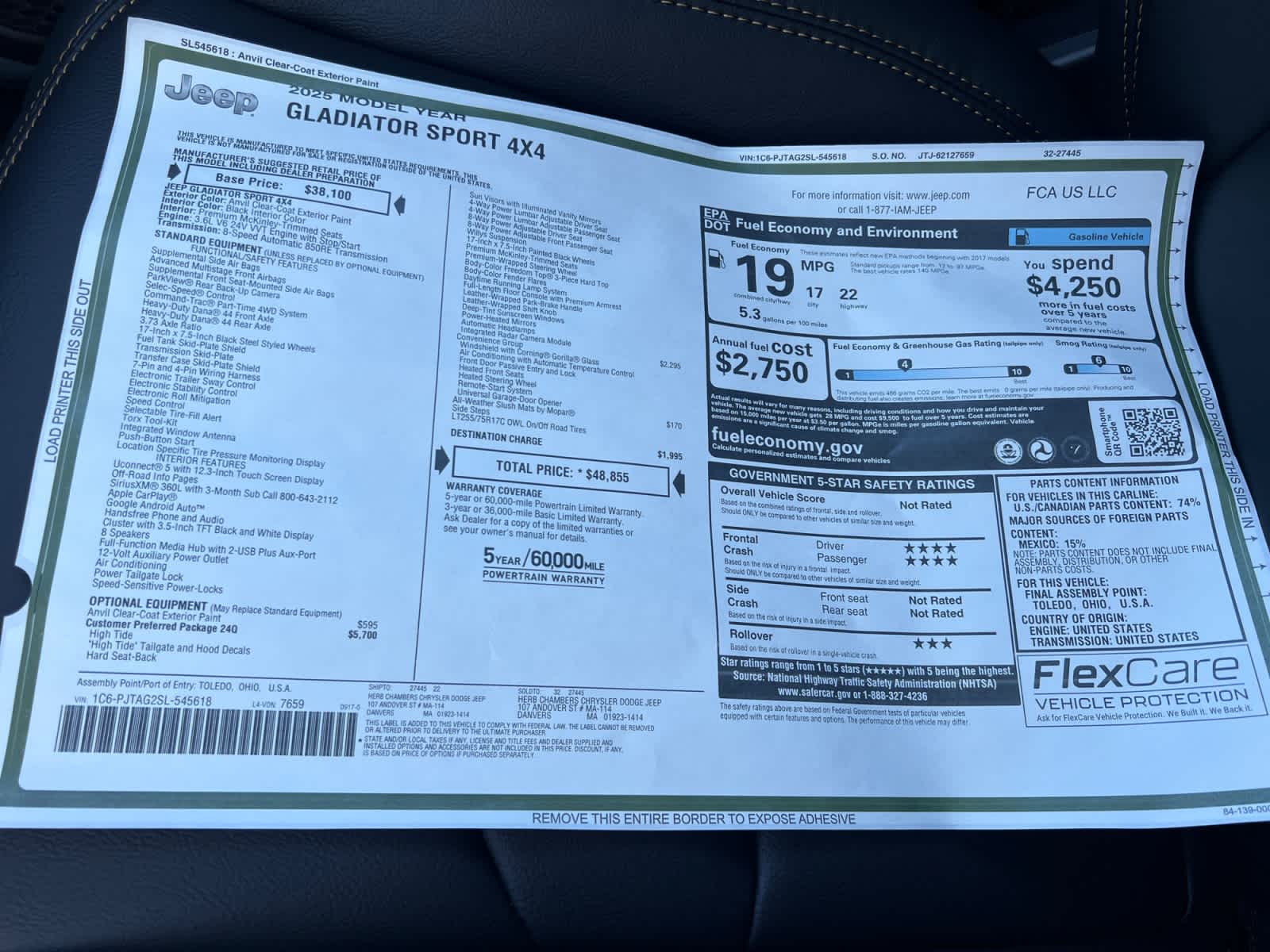 new 2025 Jeep Gladiator car, priced at $46,750