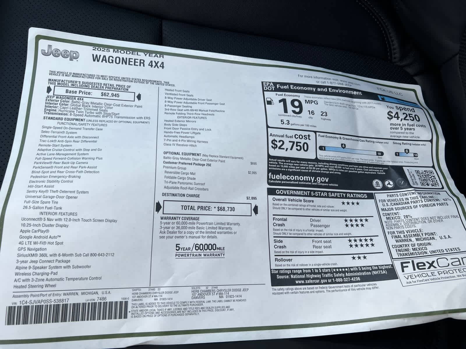 new 2025 Jeep Wagoneer car, priced at $65,730