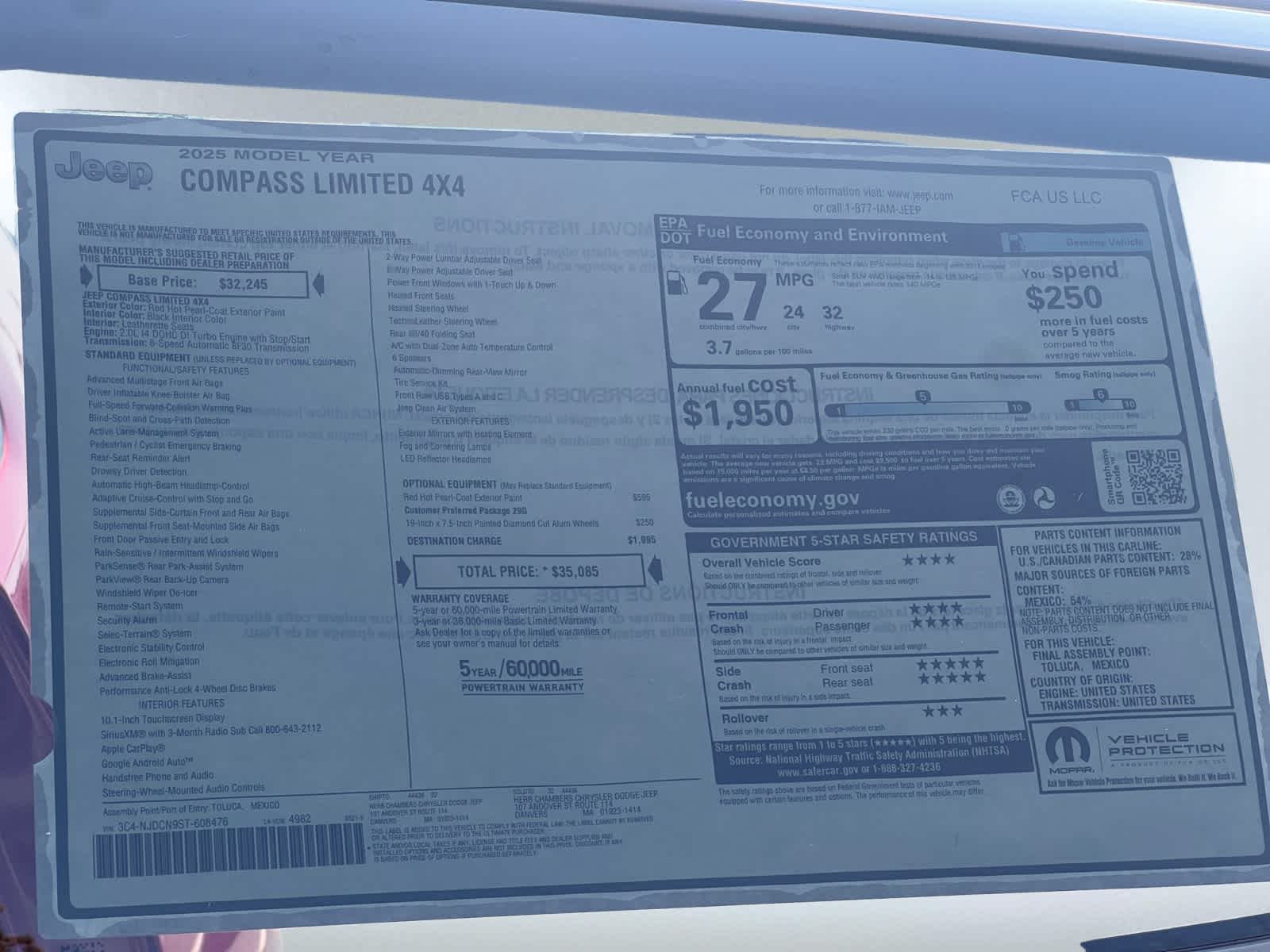 new 2025 Jeep Compass car, priced at $35,085
