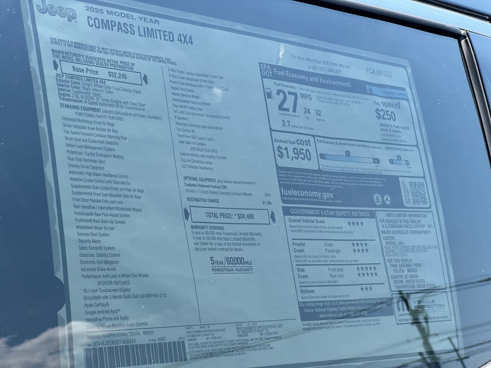 new 2025 Jeep Compass car, priced at $34,490