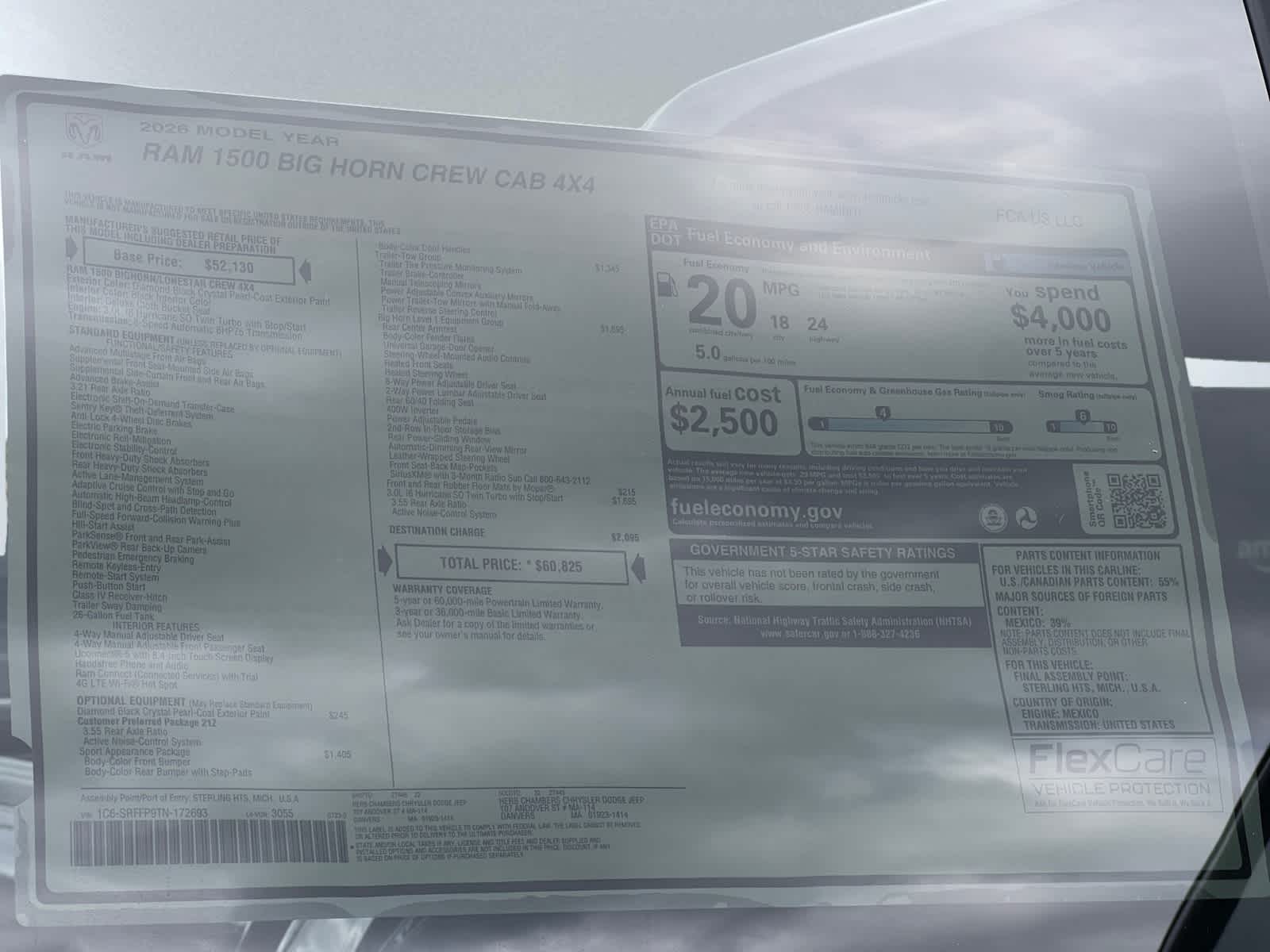 new 2026 Ram 1500 car, priced at $57,375