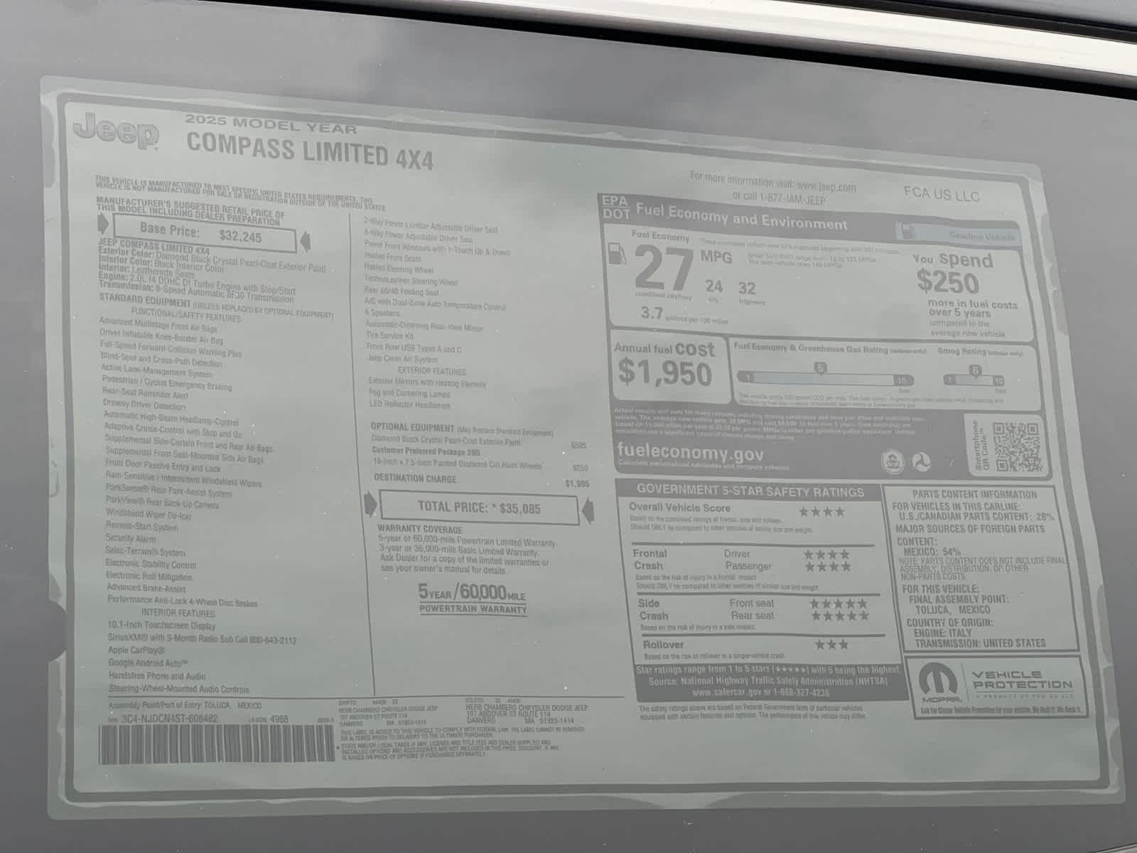 new 2025 Jeep Compass car, priced at $33,985