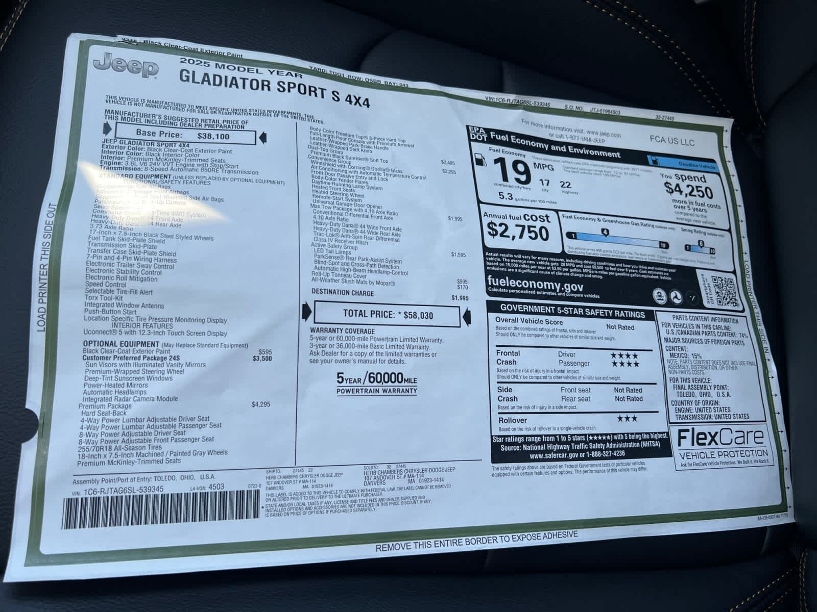 new 2025 Jeep Gladiator car, priced at $55,925