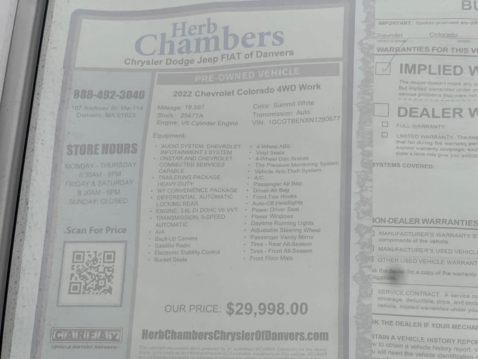 used 2022 Chevrolet Colorado car, priced at $29,797