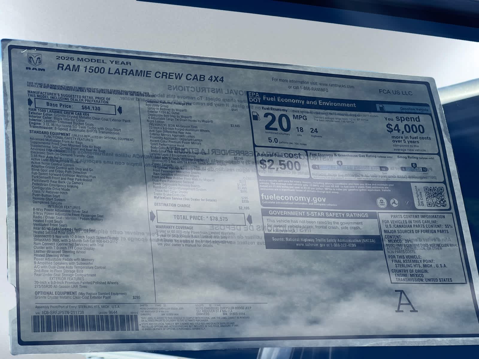 new 2026 Ram 1500 car, priced at $75,125