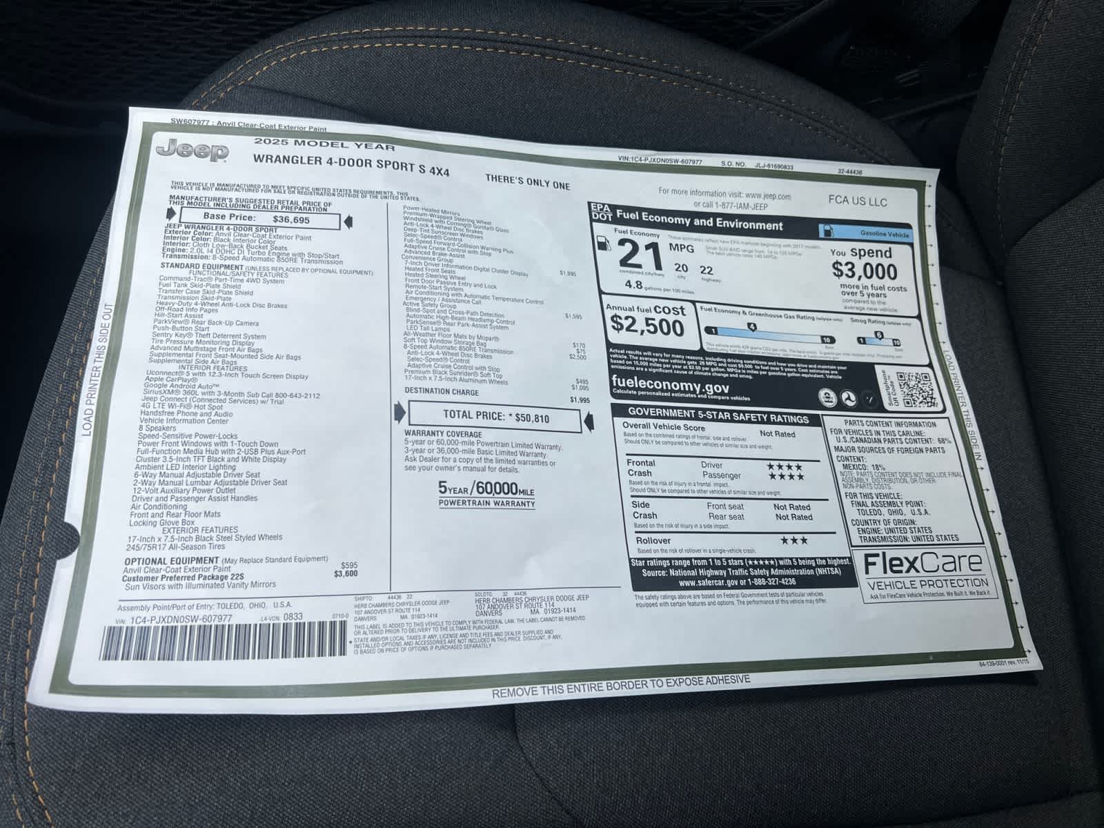 new 2025 Jeep Wrangler car, priced at $47,810