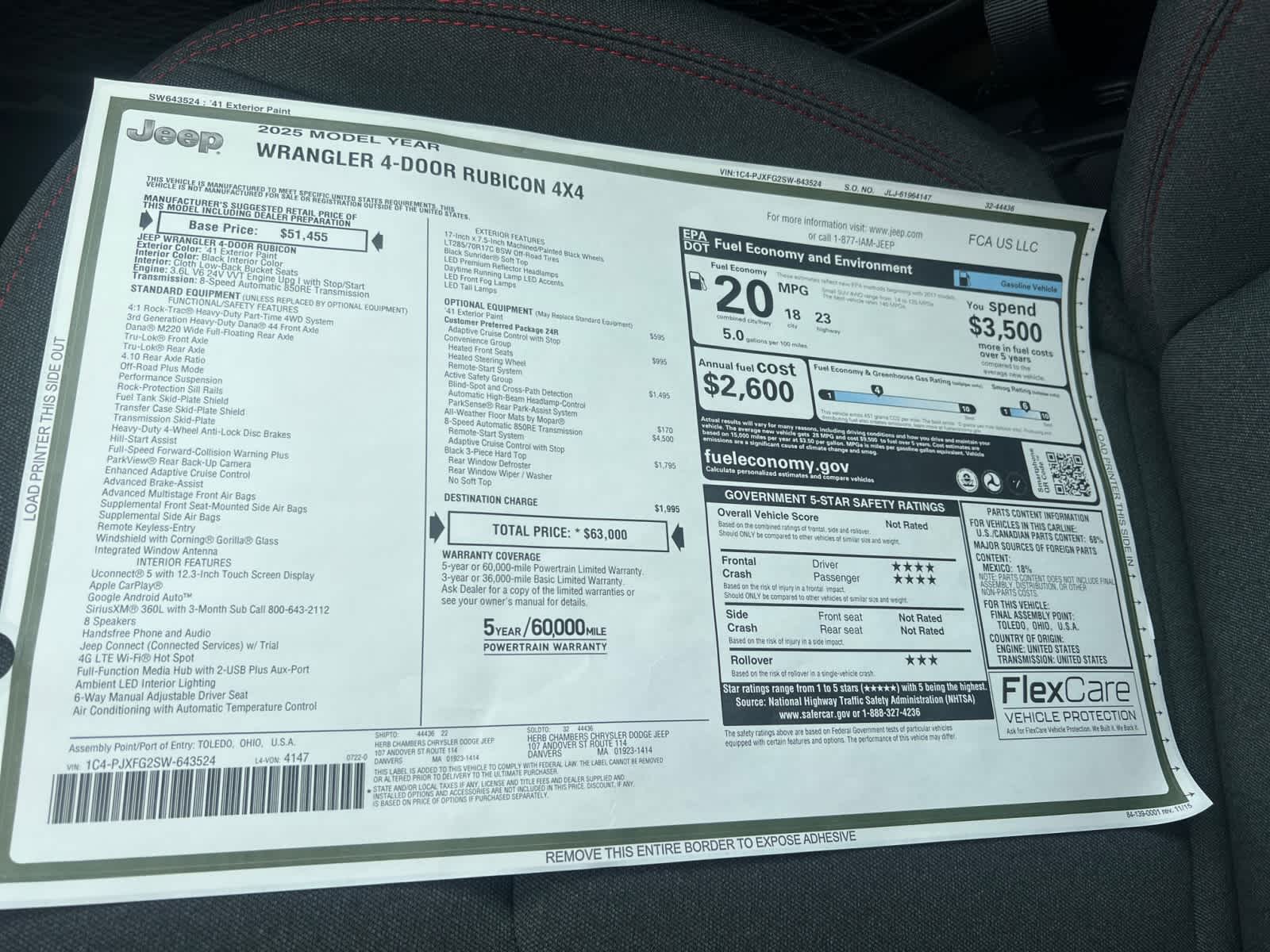 new 2025 Jeep Wrangler car, priced at $60,000