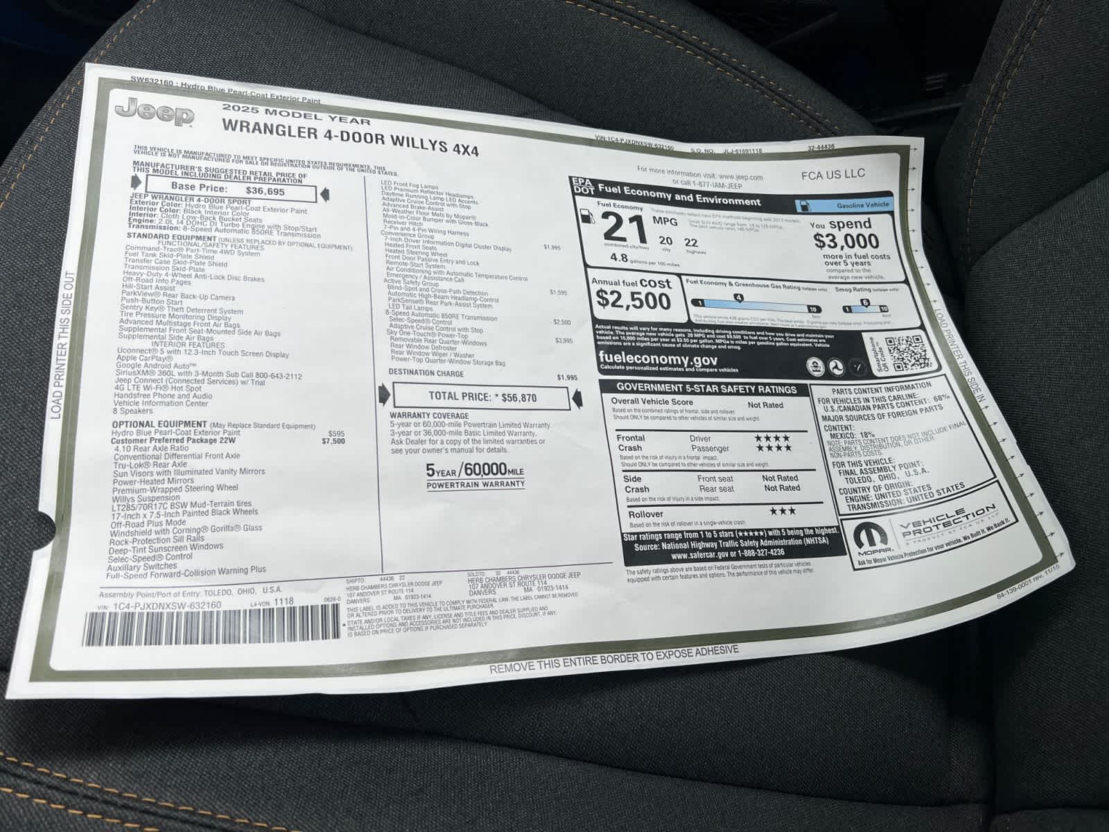 new 2025 Jeep Wrangler car, priced at $53,870