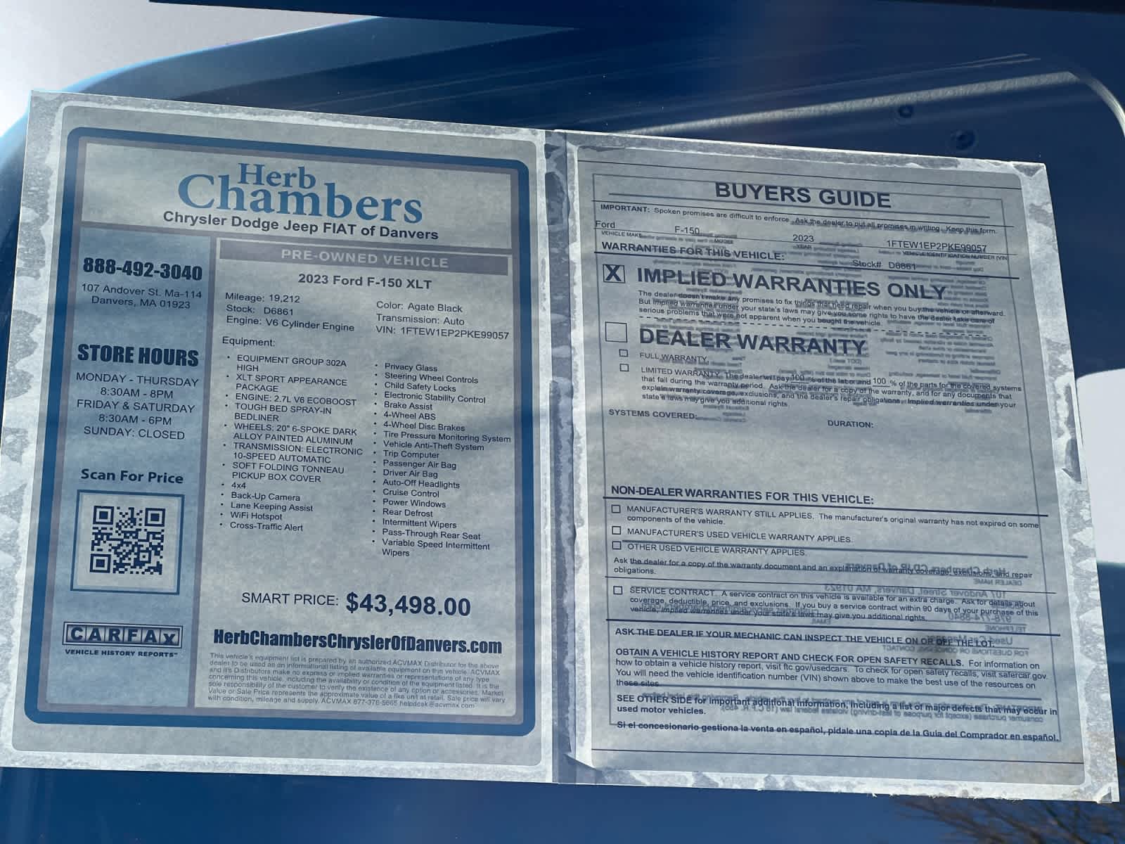 used 2023 Ford F-150 car, priced at $43,497