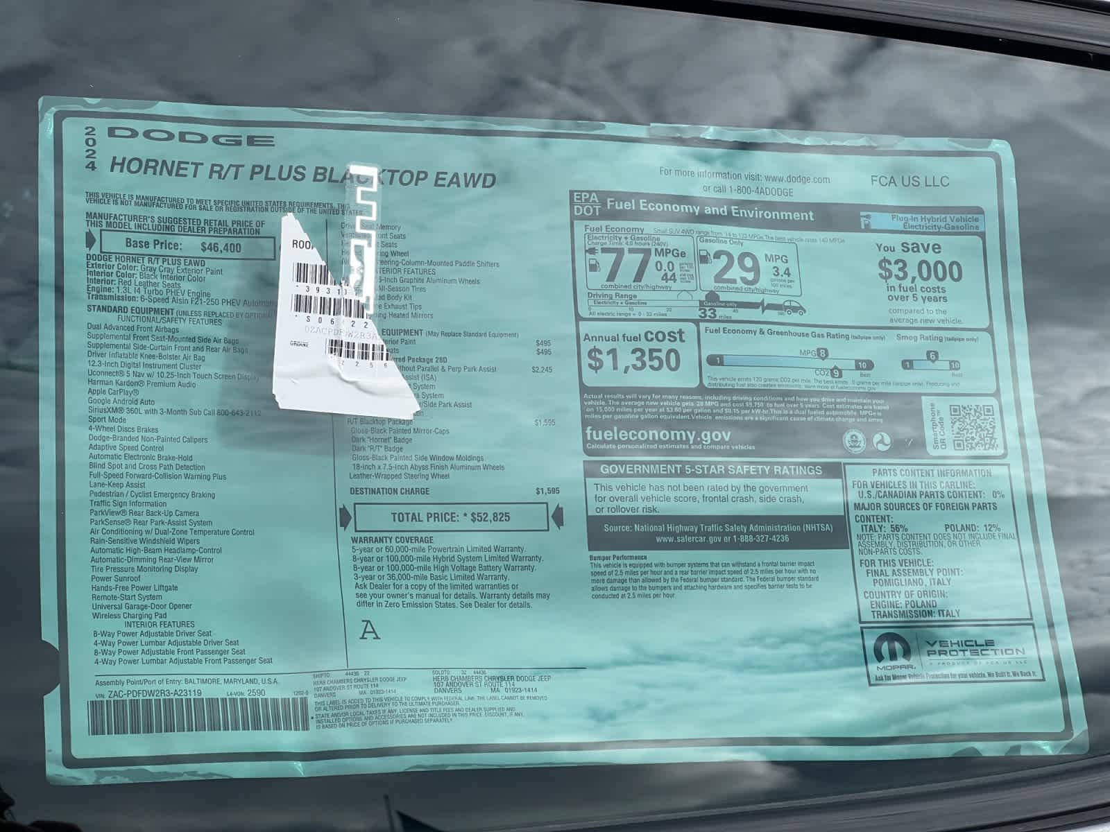 new 2024 Dodge Hornet car, priced at $52,825