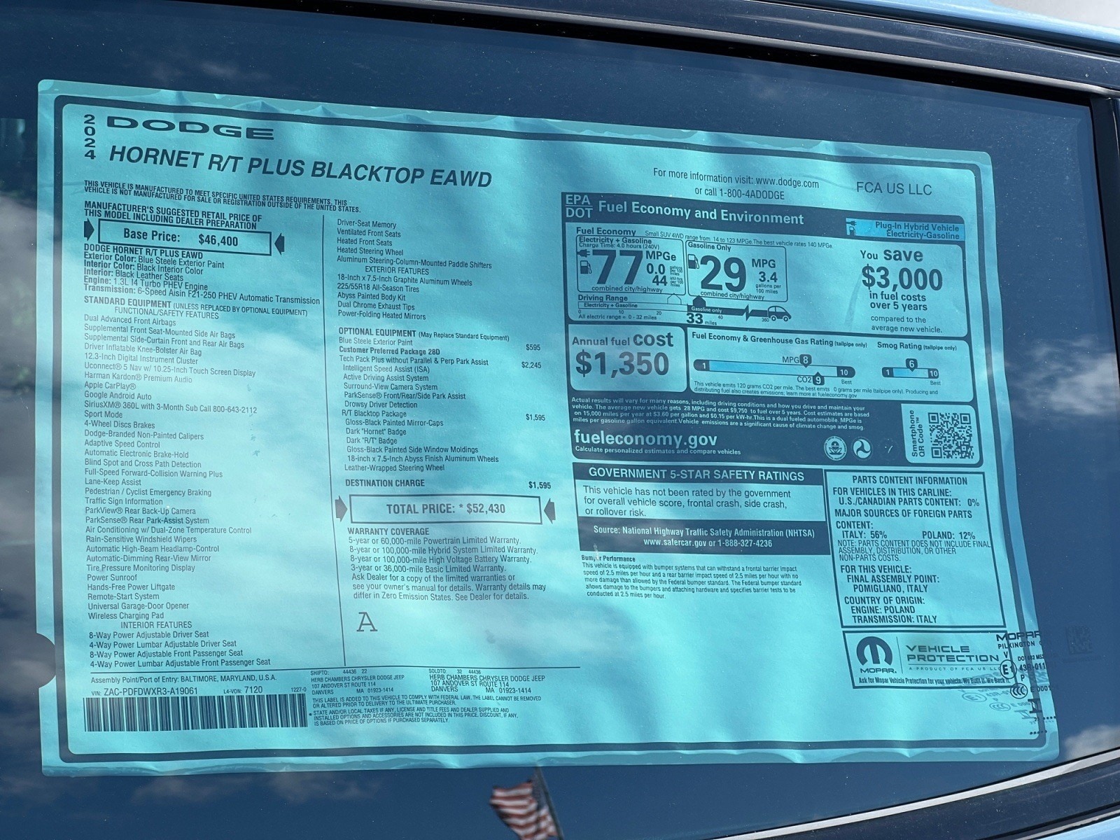 used 2024 Dodge Hornet car, priced at $38,680