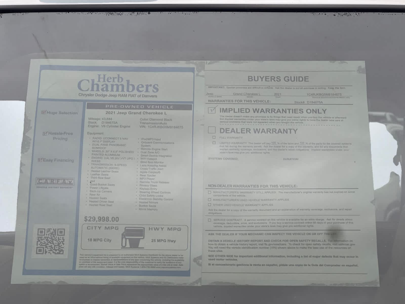 used 2021 Jeep Grand Cherokee L car, priced at $30,197