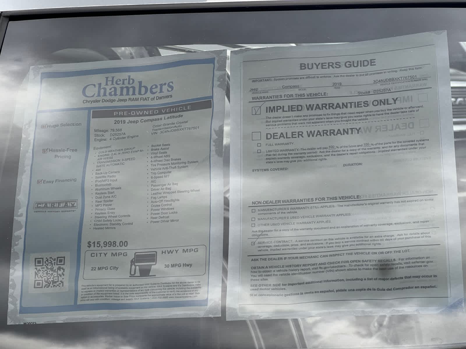 used 2019 Jeep Compass car, priced at $16,297