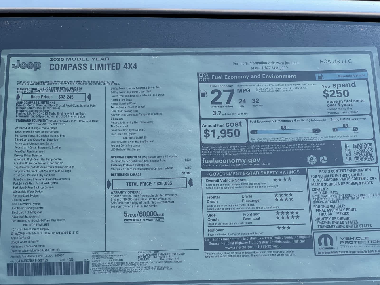 new 2025 Jeep Compass car, priced at $35,085