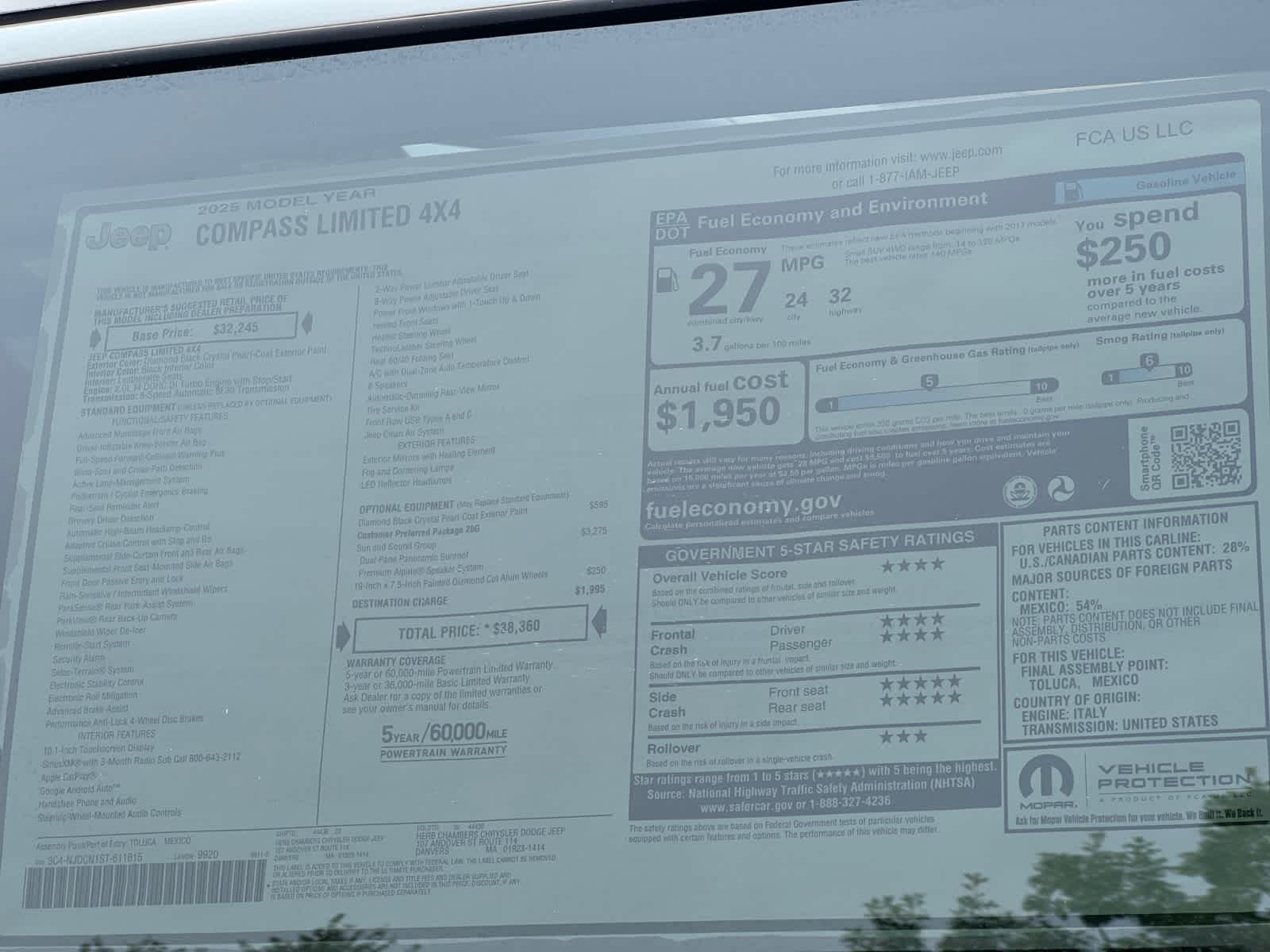 new 2025 Jeep Compass car, priced at $37,260