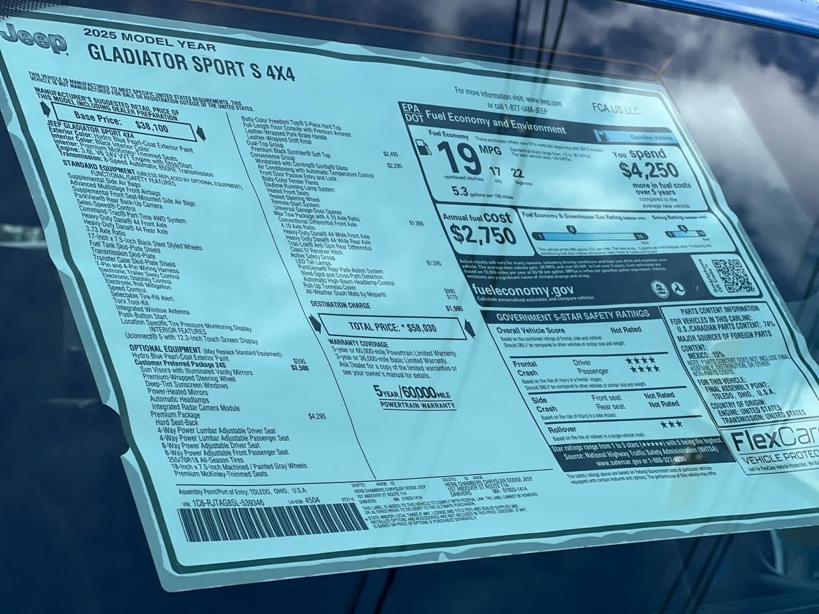 new 2025 Jeep Gladiator car, priced at $55,925