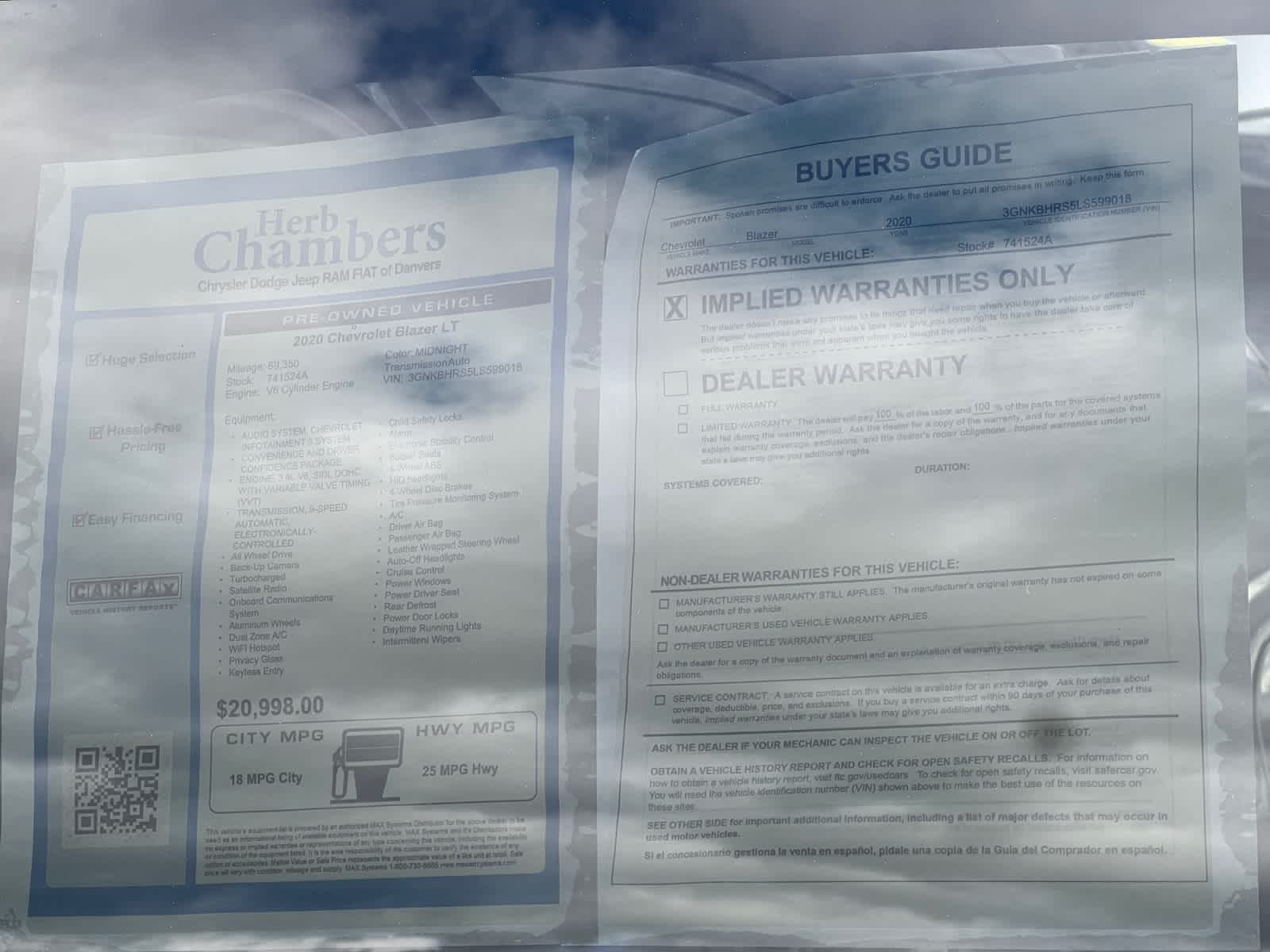 used 2020 Chevrolet Blazer car, priced at $21,197