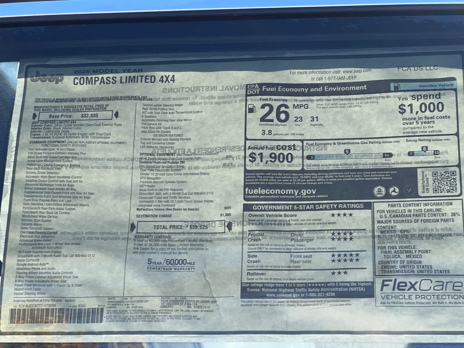 new 2026 Jeep Compass car, priced at $38,625