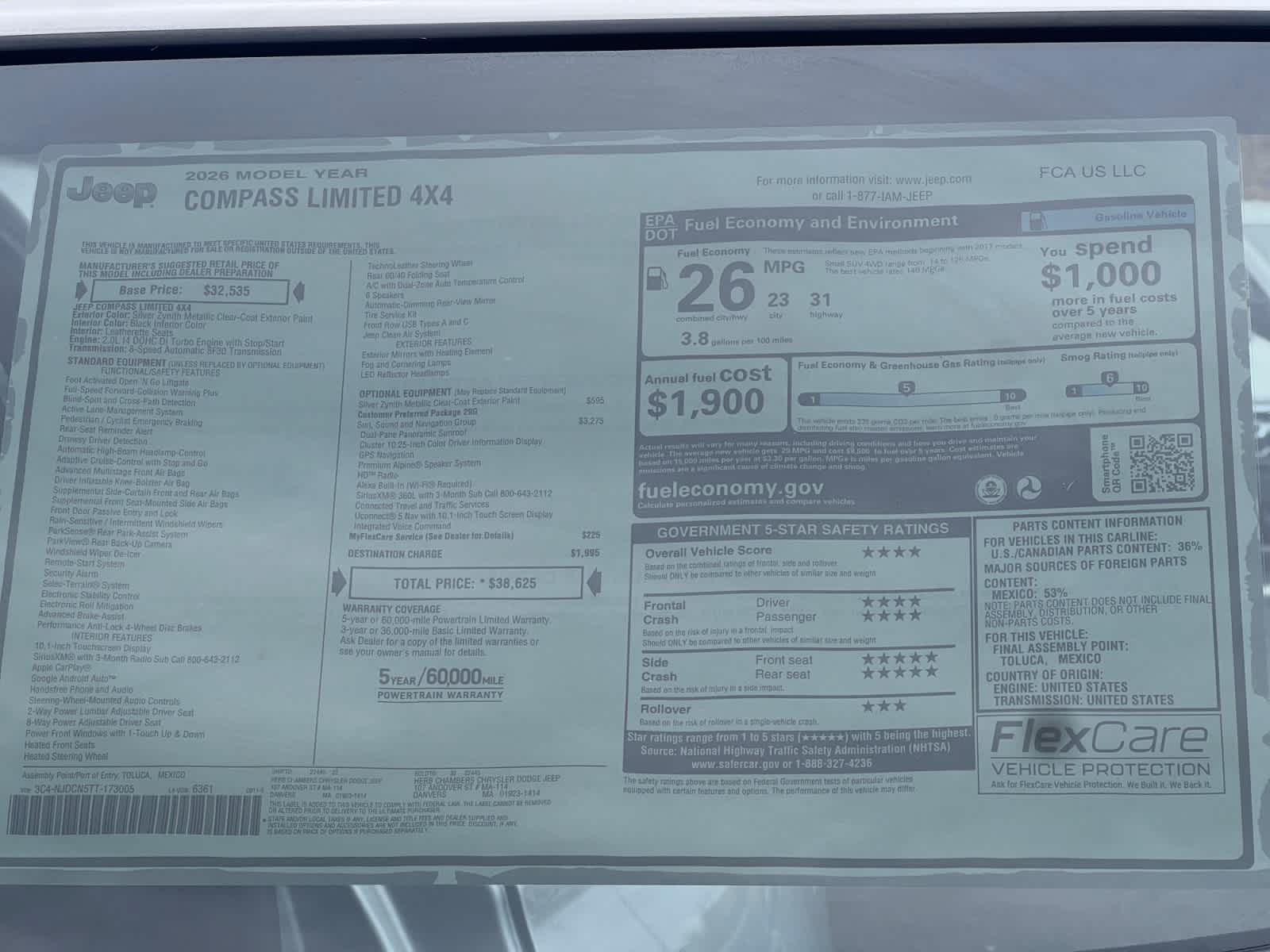 new 2026 Jeep Compass car, priced at $38,625