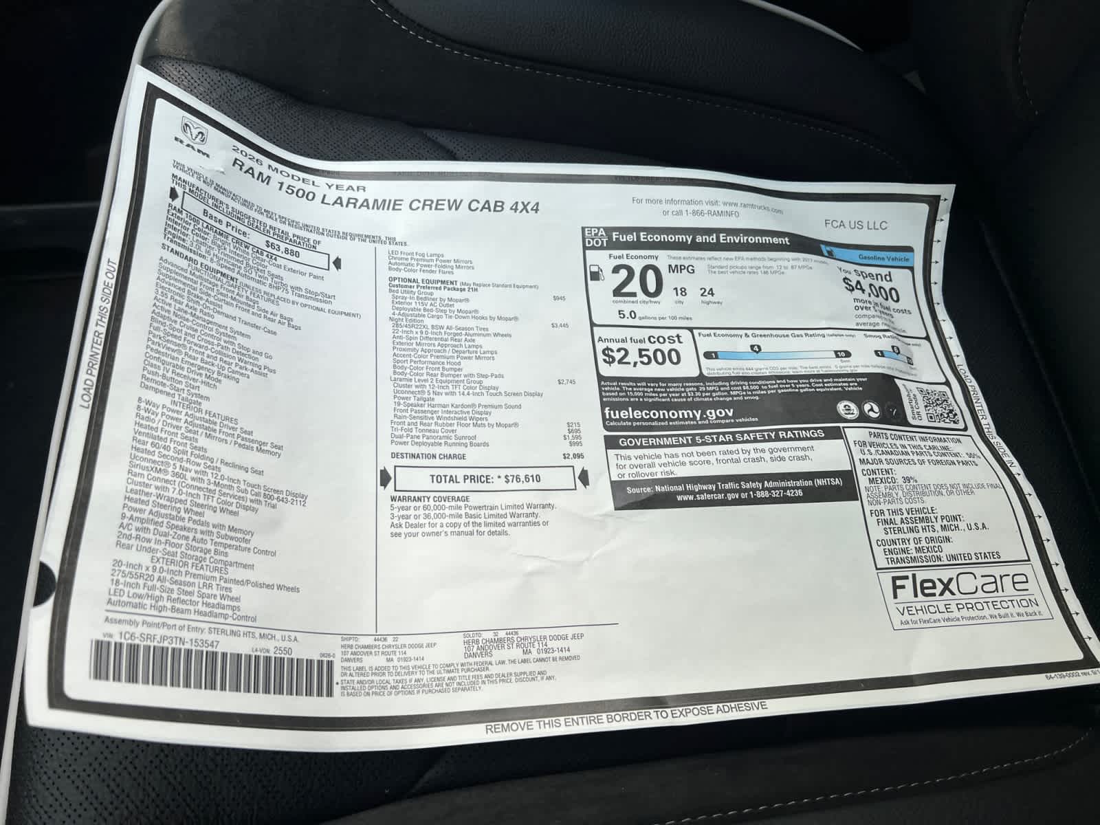 new 2026 Ram 1500 car, priced at $73,160