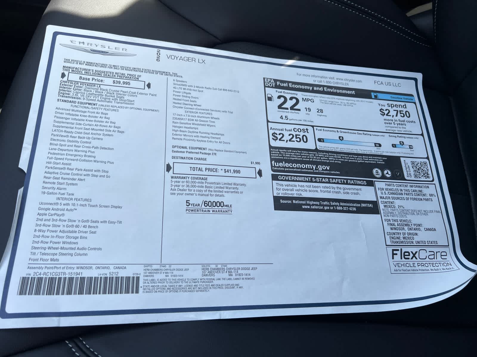 new 2026 Chrysler Voyager car, priced at $41,990