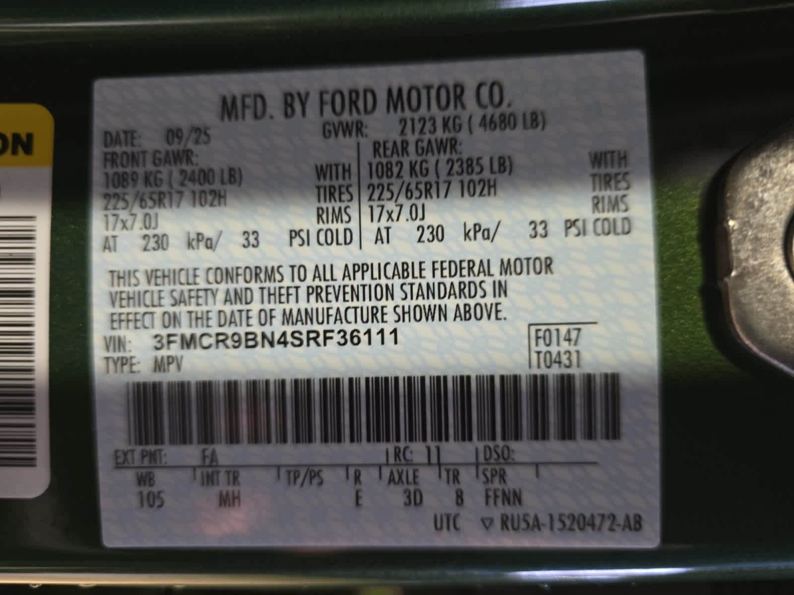 new 2025 Ford Bronco Sport car, priced at $35,895