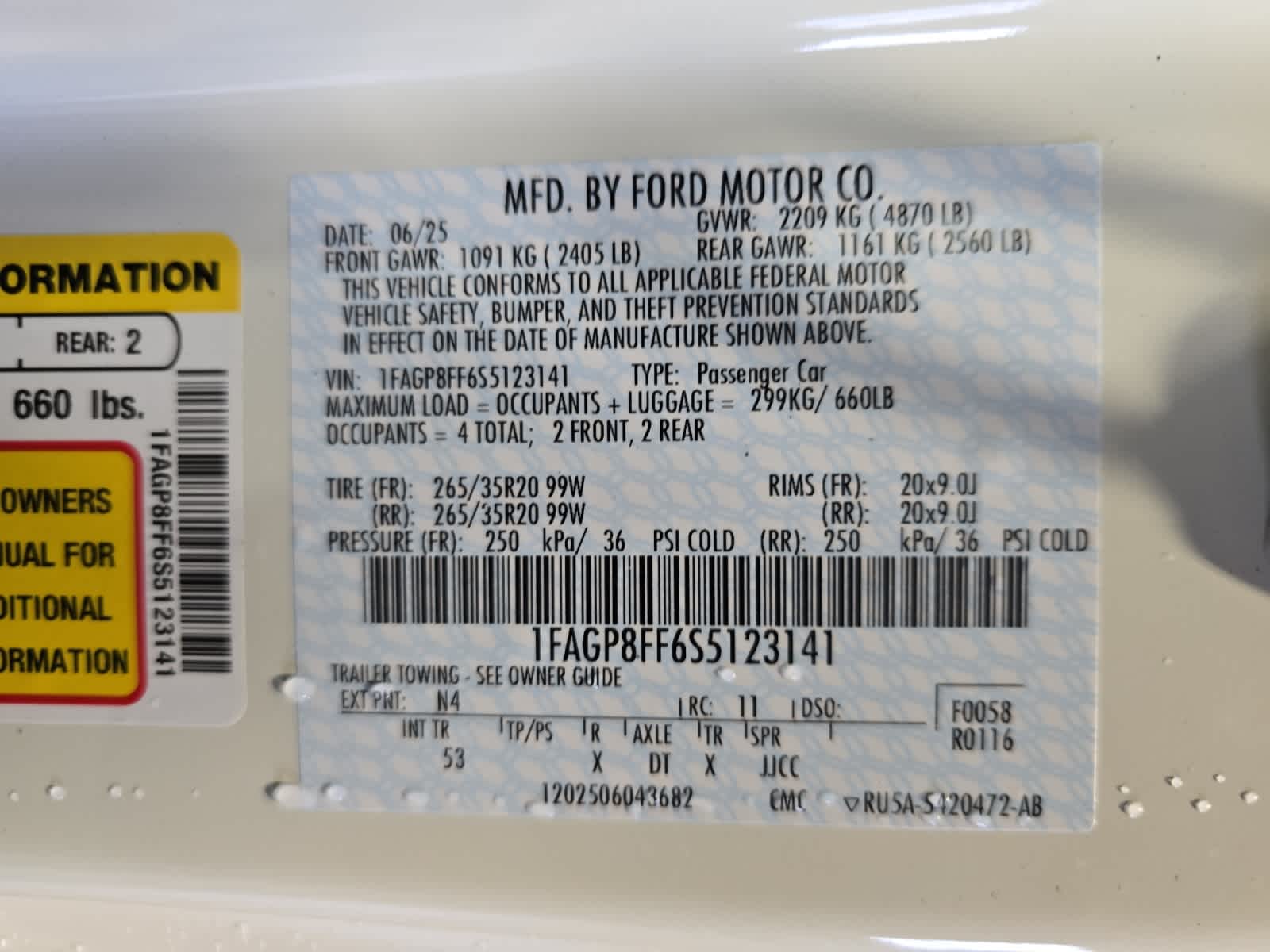 new 2025 Ford Mustang car, priced at $68,655