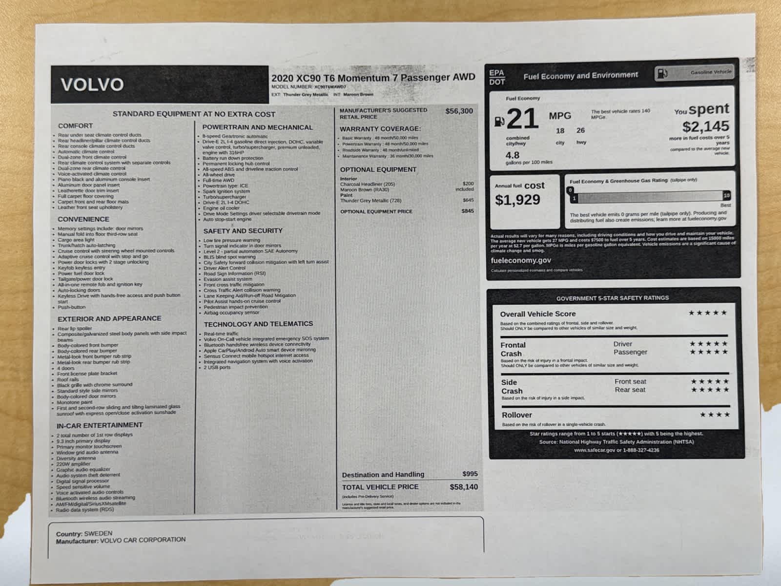used 2020 Volvo XC90 car, priced at $24,887