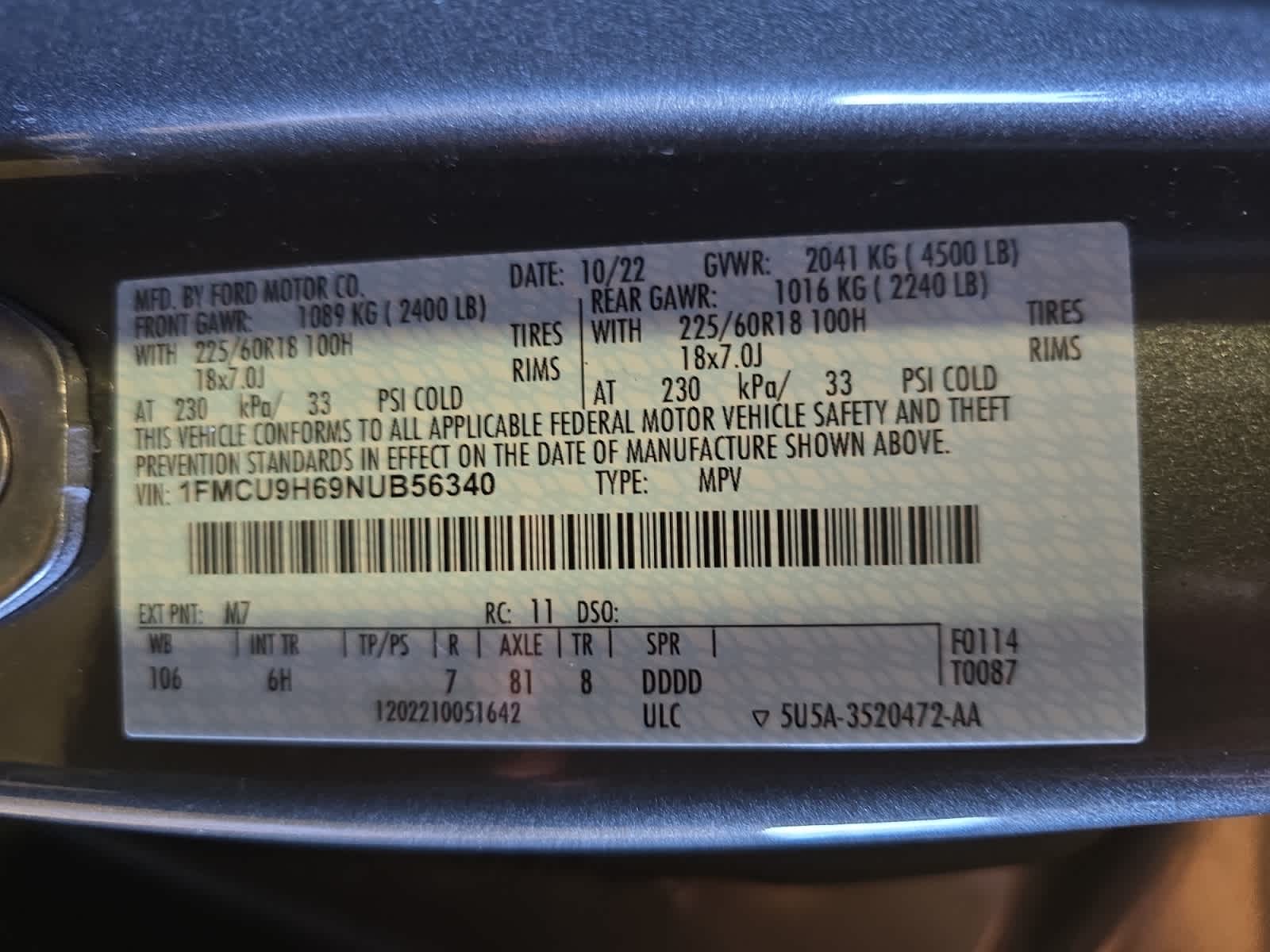 used 2022 Ford Escape car, priced at $24,487