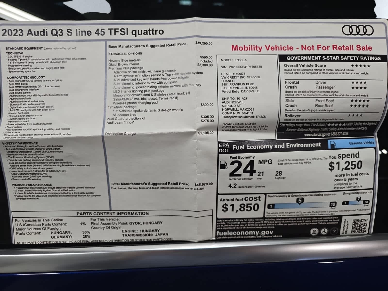 used 2023 Audi Q3 car, priced at $30,977