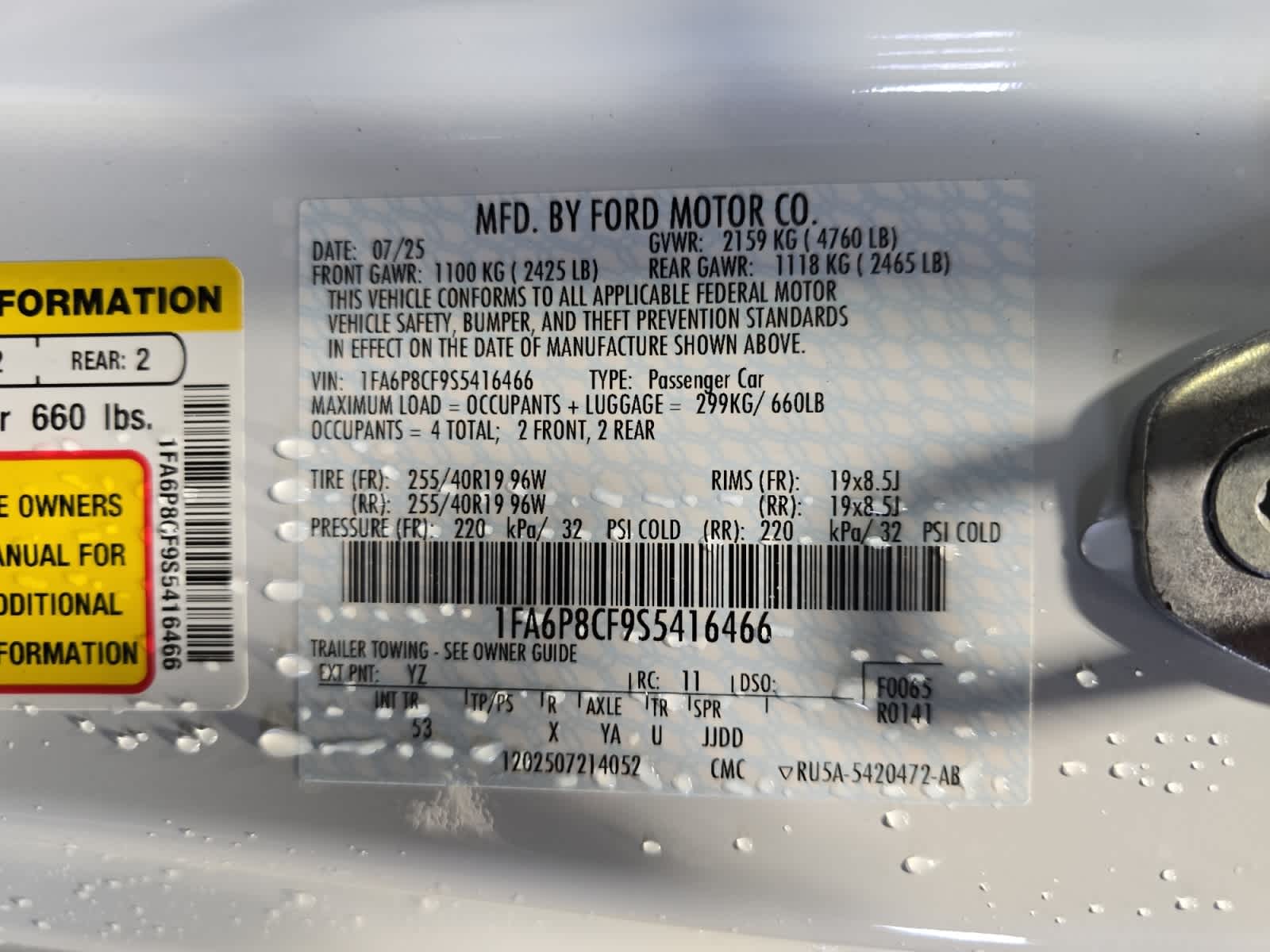 new 2025 Ford Mustang car, priced at $58,425