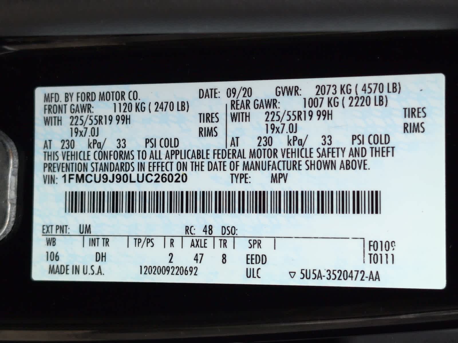 used 2020 Ford Escape car, priced at $18,798
