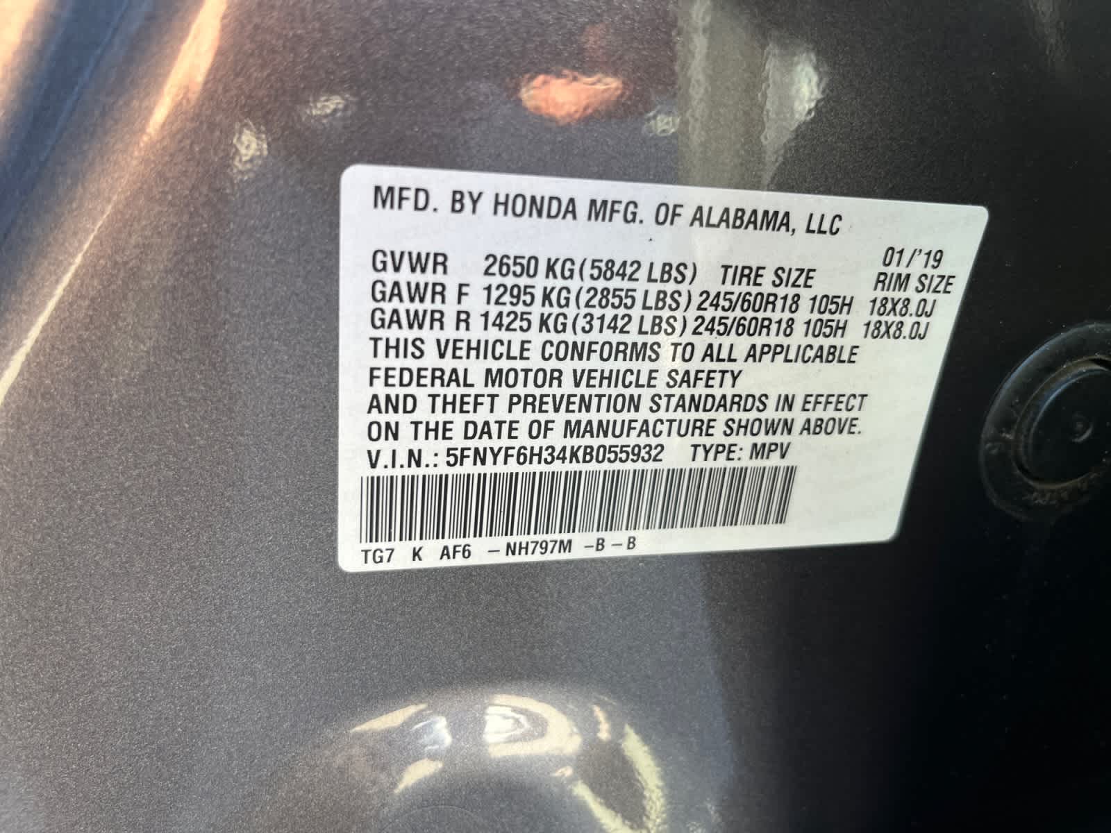 used 2019 Honda Pilot car, priced at $20,898