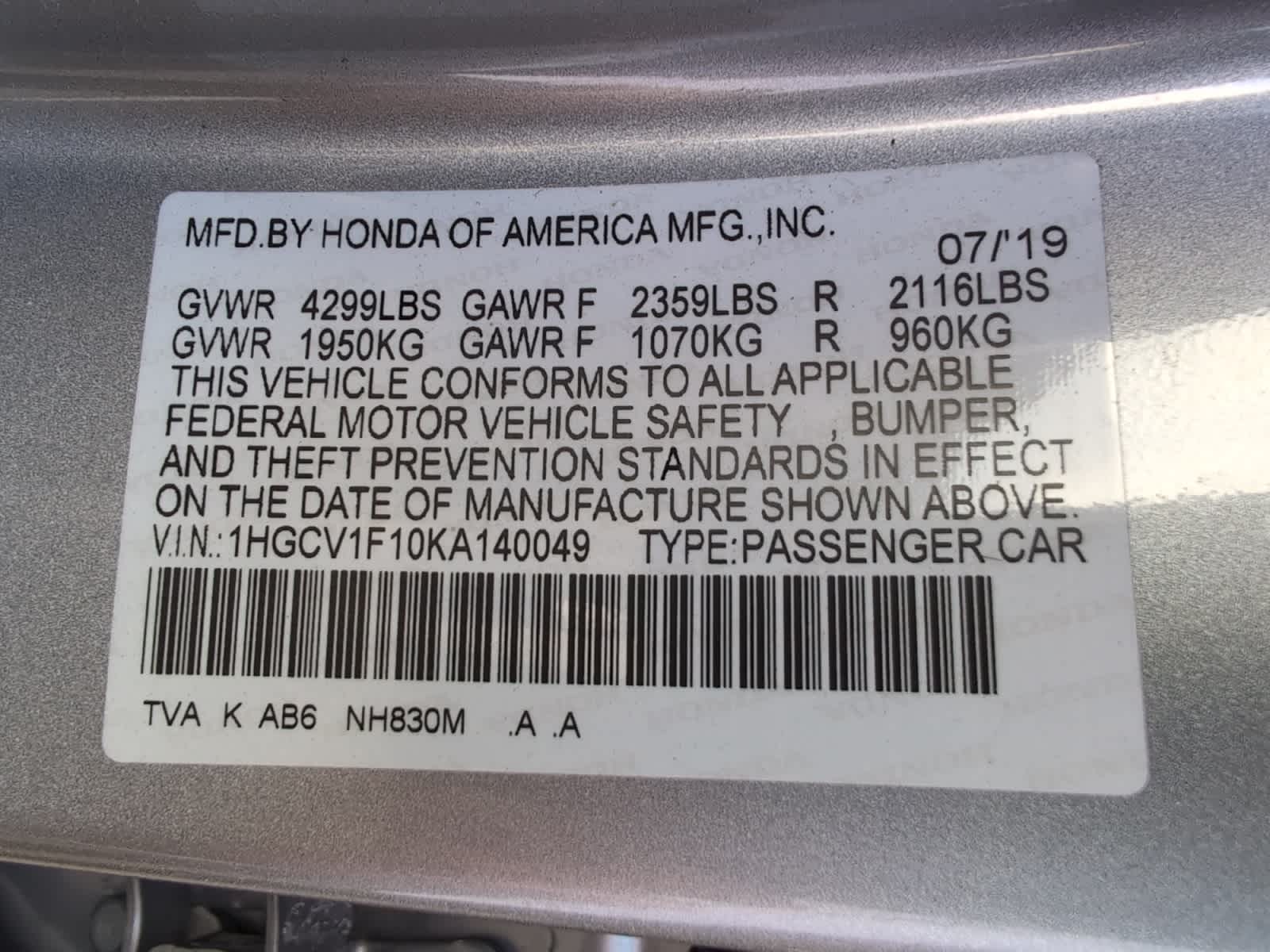 used 2019 Honda Accord car, priced at $21,898