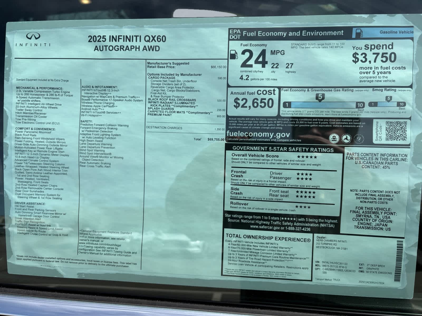 new 2025 INFINITI QX60 car, priced at $59,755