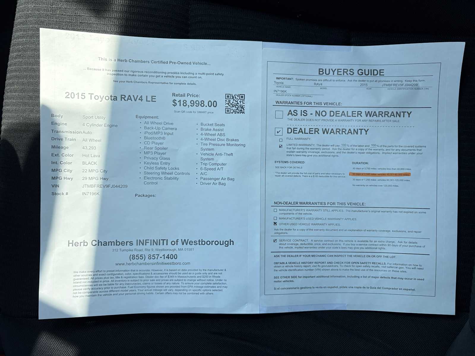 used 2015 Toyota RAV4 car, priced at $17,998