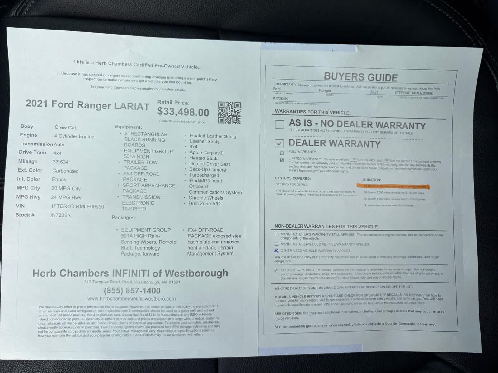 used 2021 Ford Ranger car, priced at $32,998