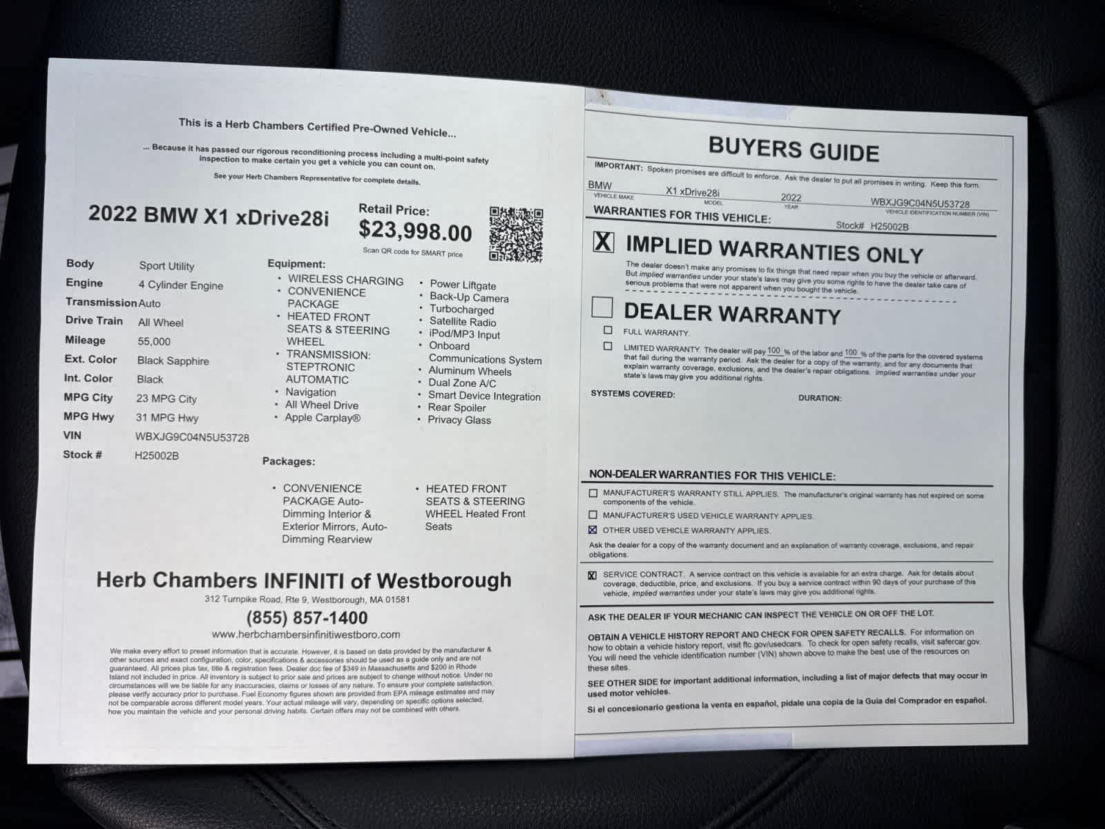 used 2022 BMW X1 car, priced at $20,888
