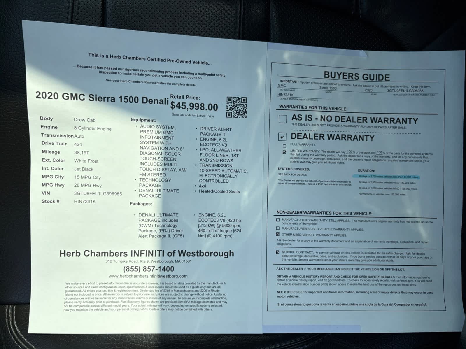 used 2020 GMC Sierra 1500 car, priced at $46,497