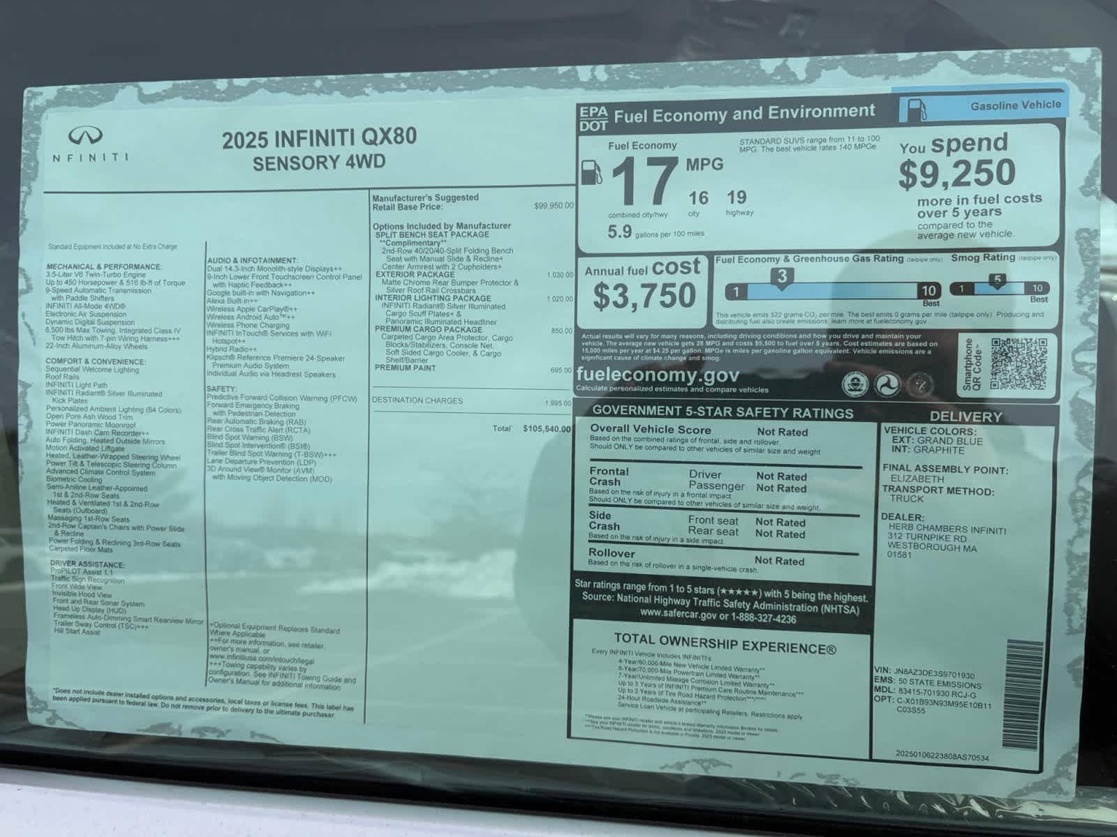 new 2025 INFINITI QX80 car, priced at $91,540