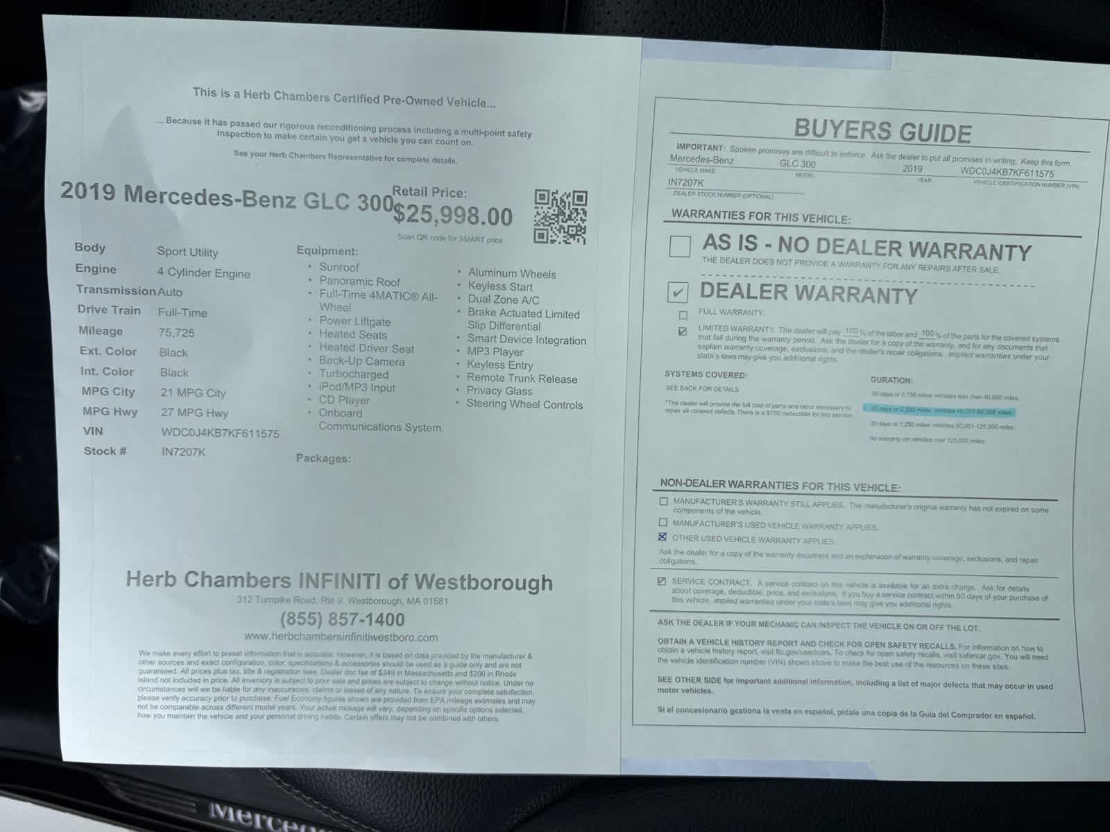 used 2019 Mercedes-Benz GLC 300 car, priced at $25,798
