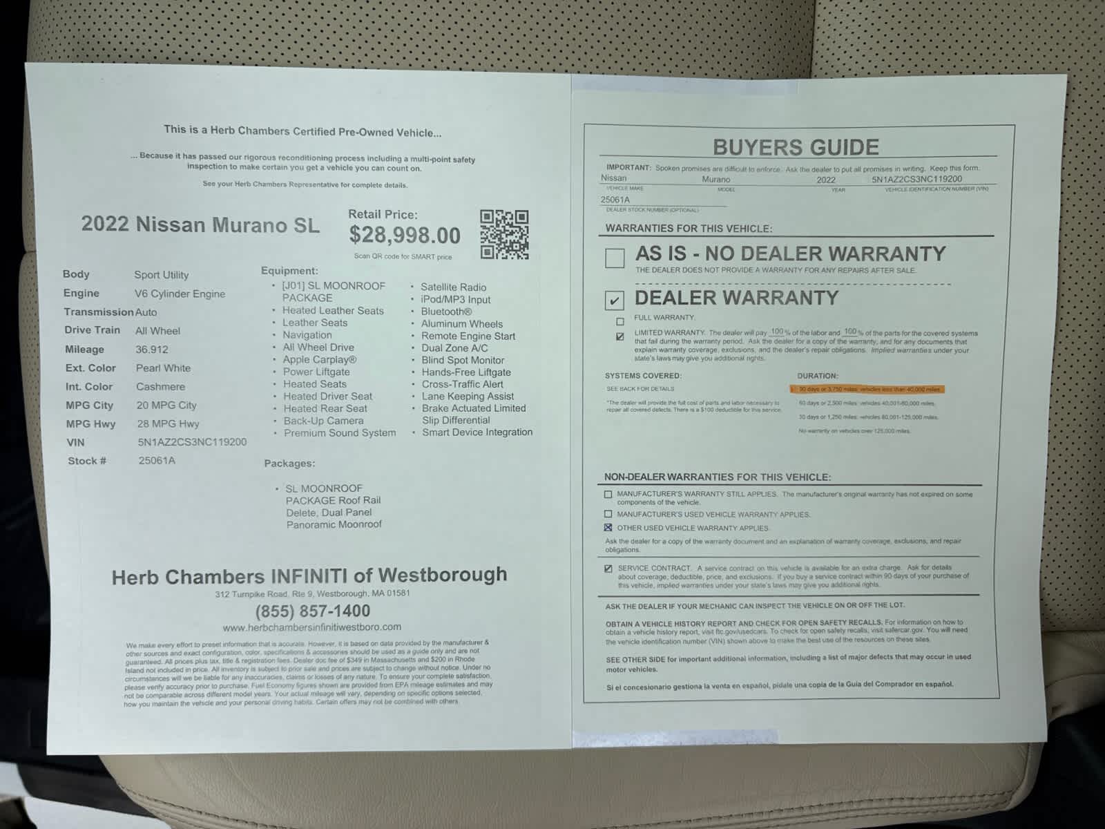 used 2022 Nissan Murano car, priced at $27,998