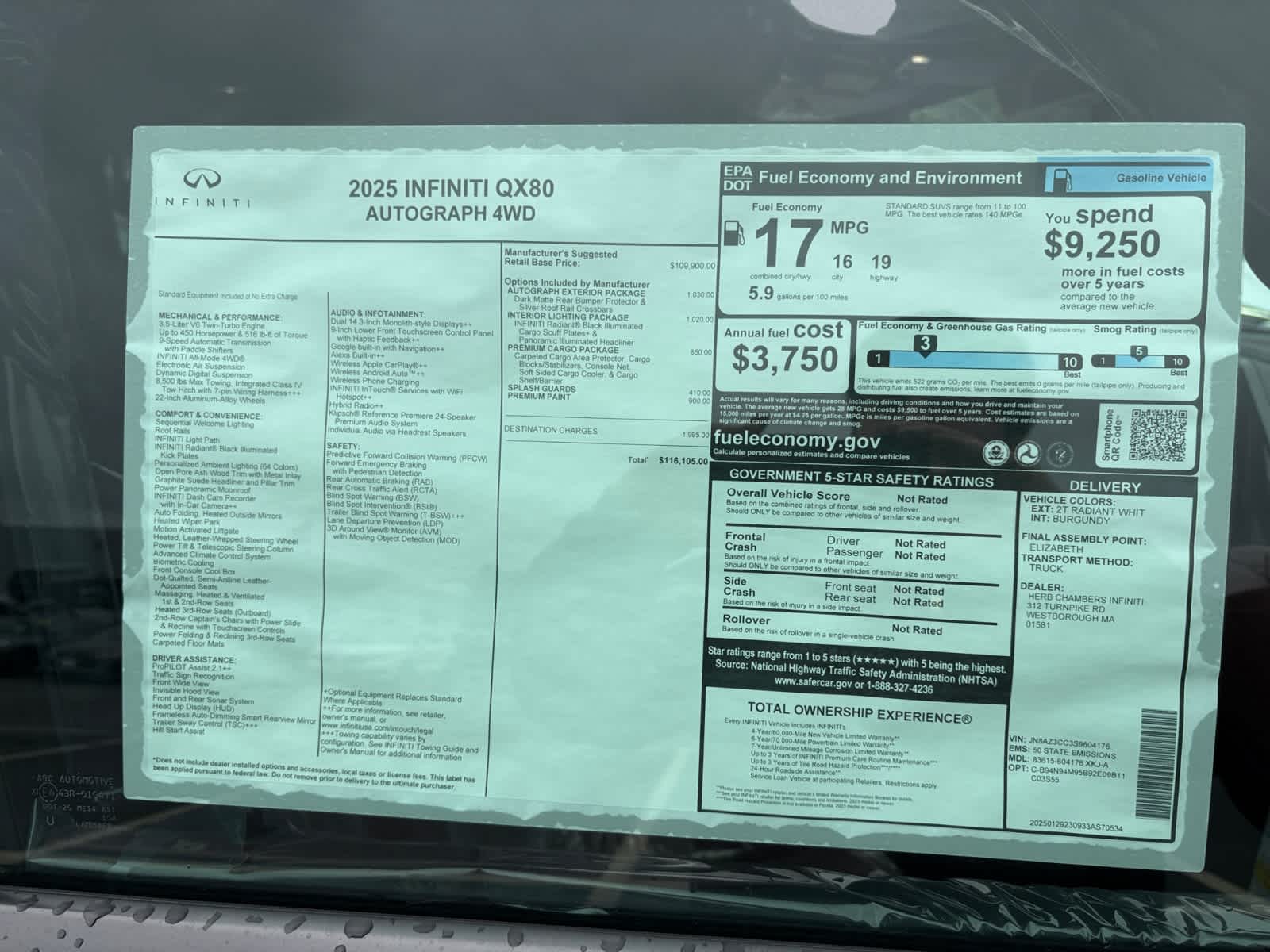 new 2025 INFINITI QX80 car, priced at $101,105